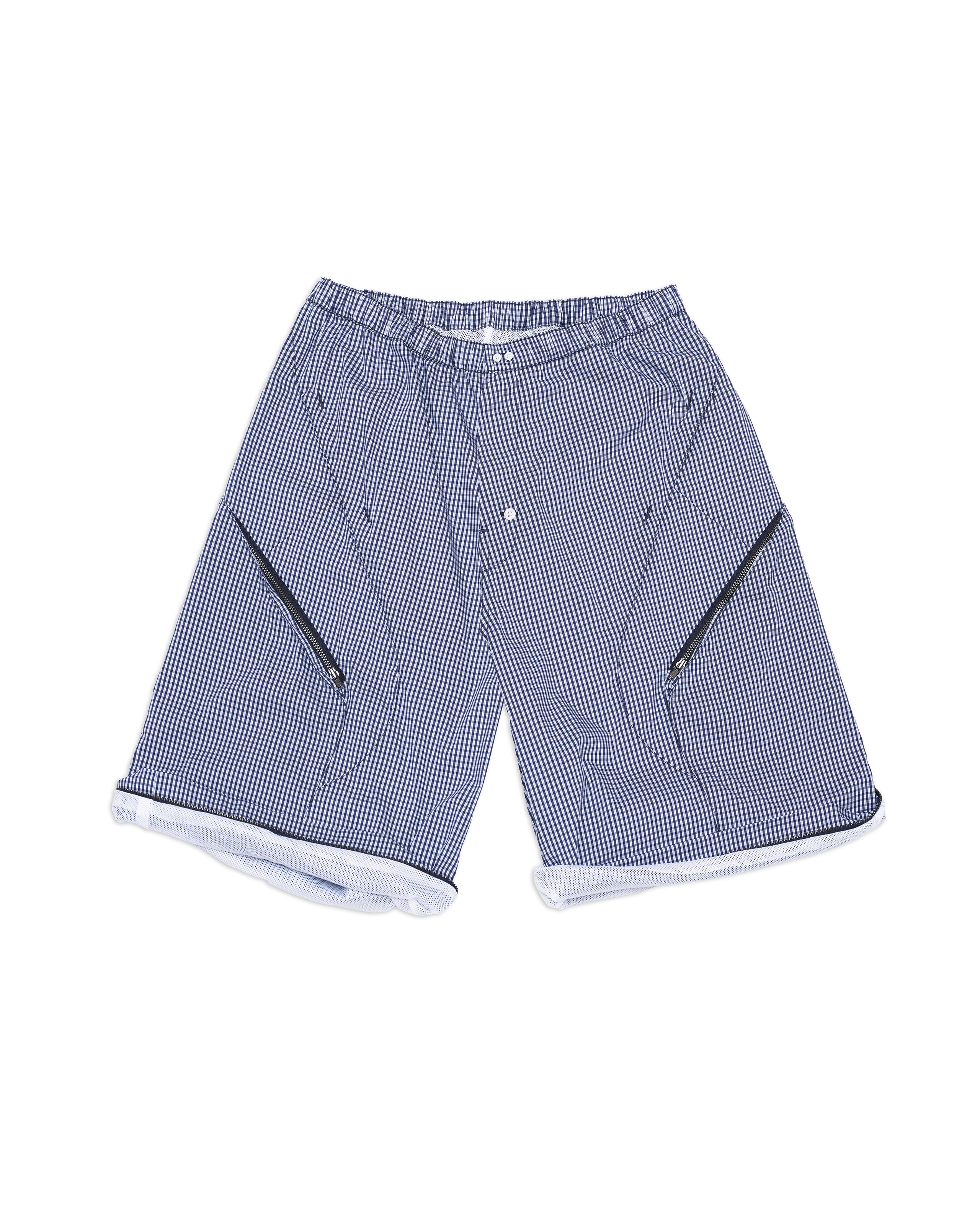 men's zip-off board short in checkered poplin