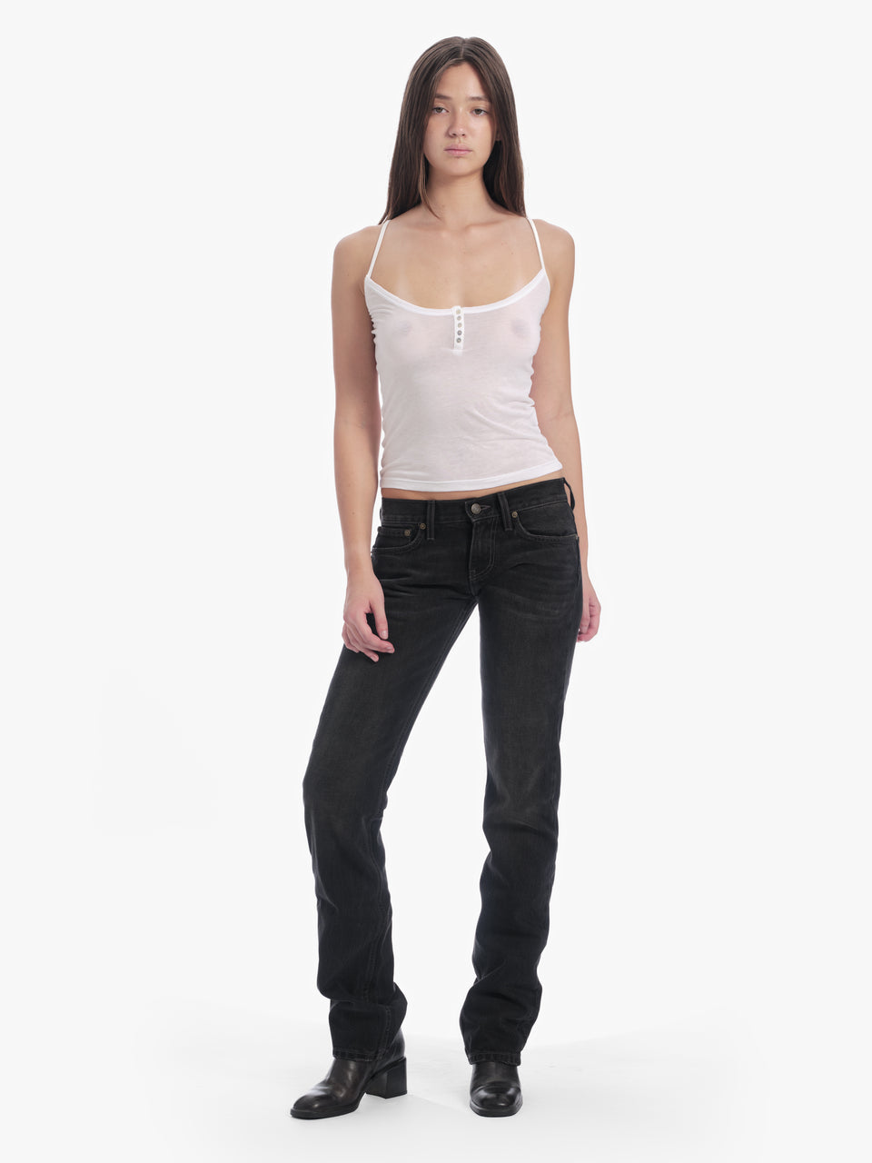 women's slim straight jean in washed black