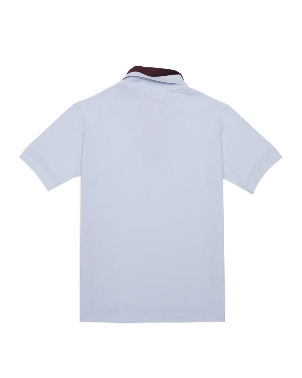 men's layered polo in blue/burgundy, back view