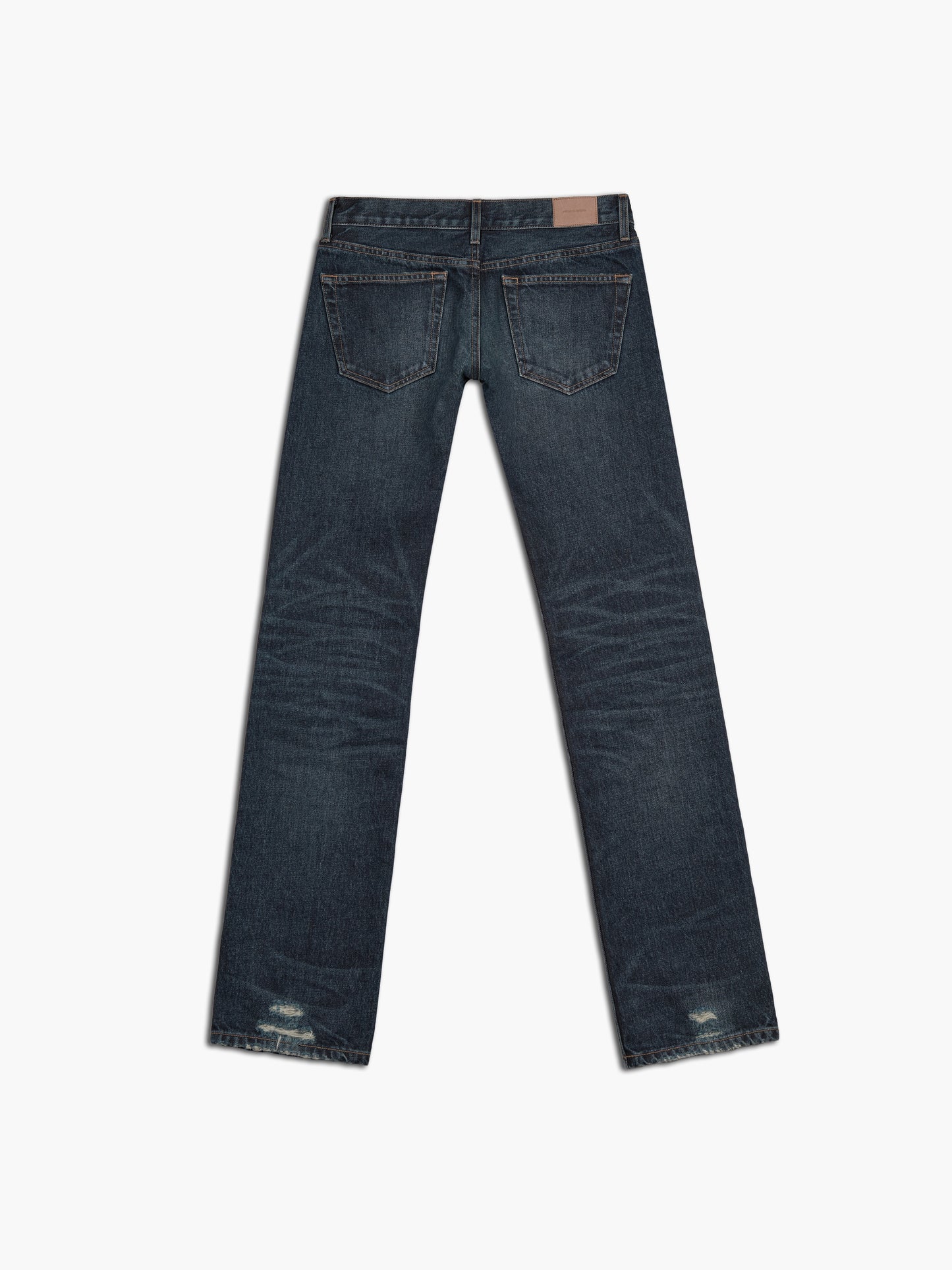 Women's slim straight jean in washed indigo, back view