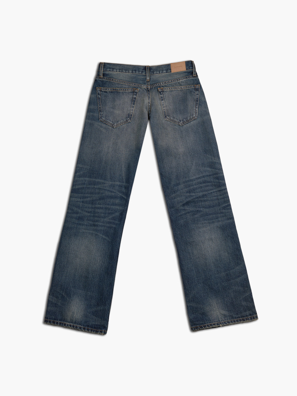 men's bootcut jean in washed indigo, back view