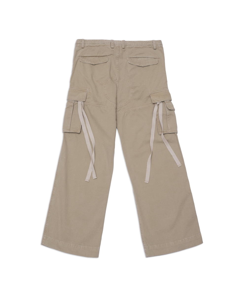 men's double fly cargo pant in tan, back view