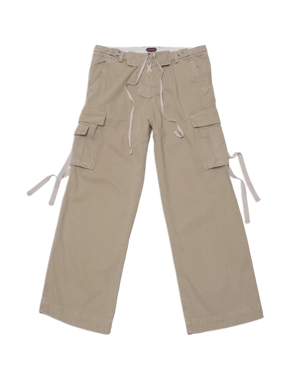 men's double fly cargo pant in tan, front view