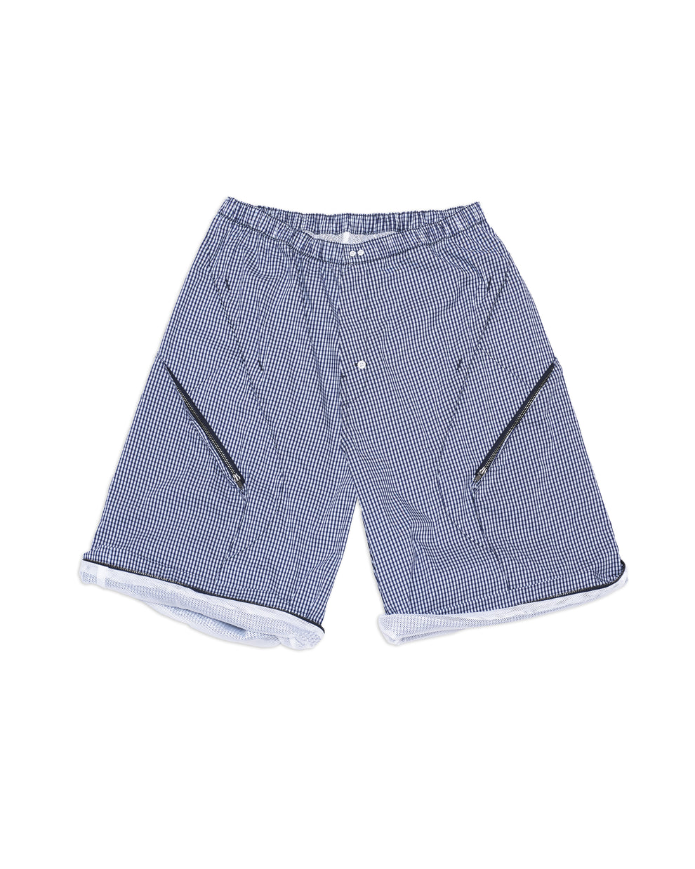 men's zip-off board short in checkered poplin