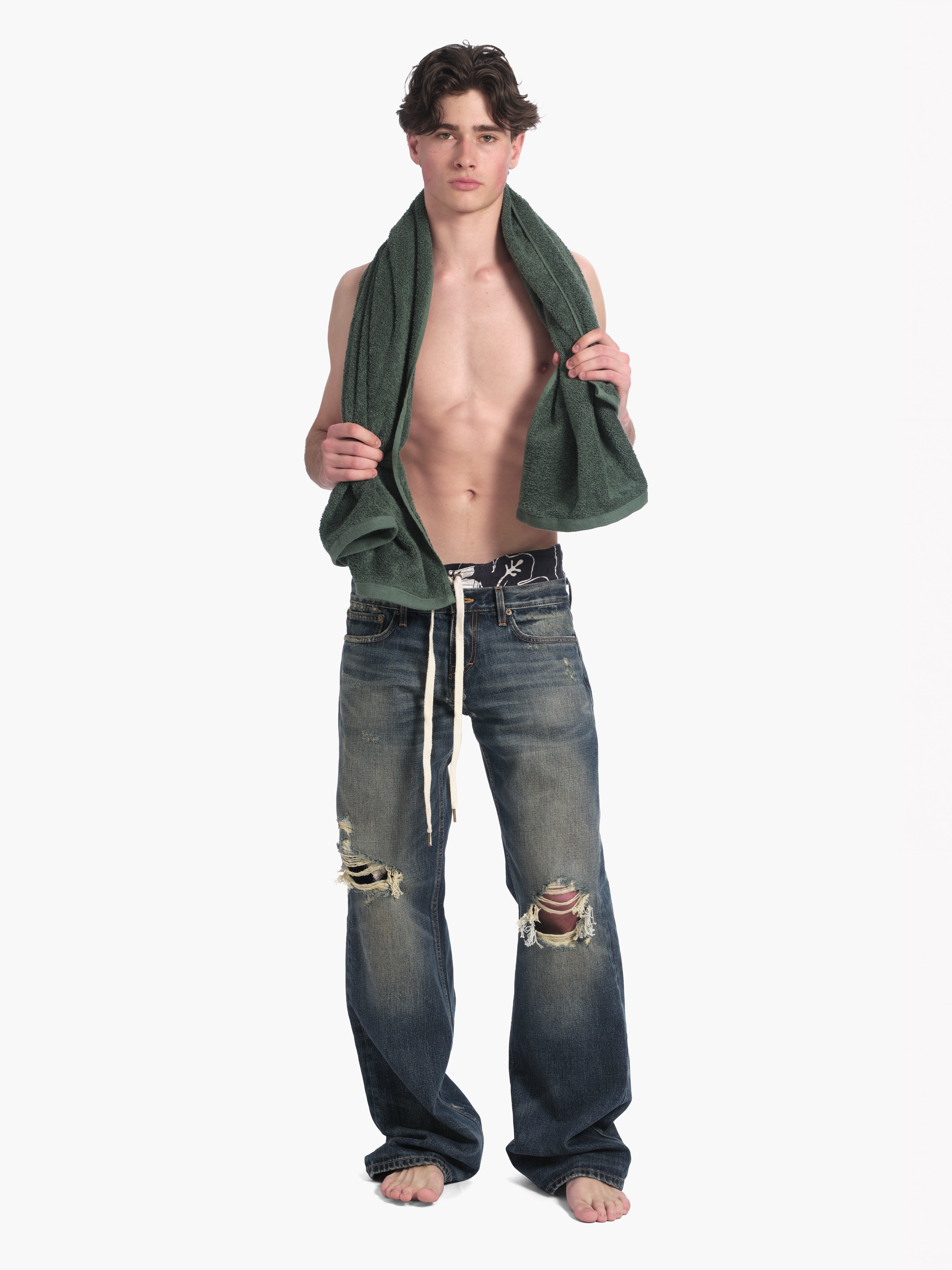 Men's Bootcut Jean in Destroyed Indigo | Raimundo Langlois