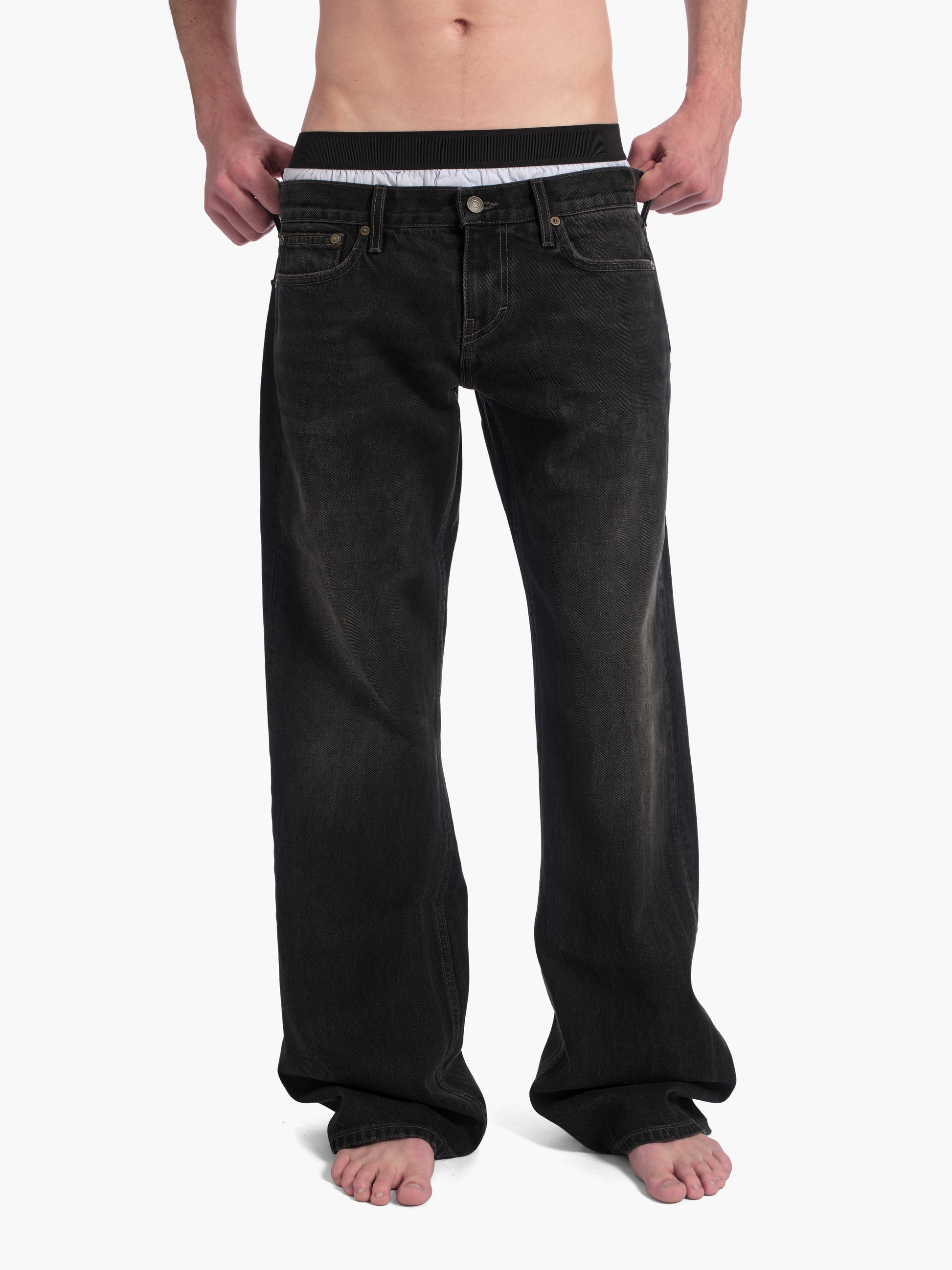 Men's bootcut jean in washed black