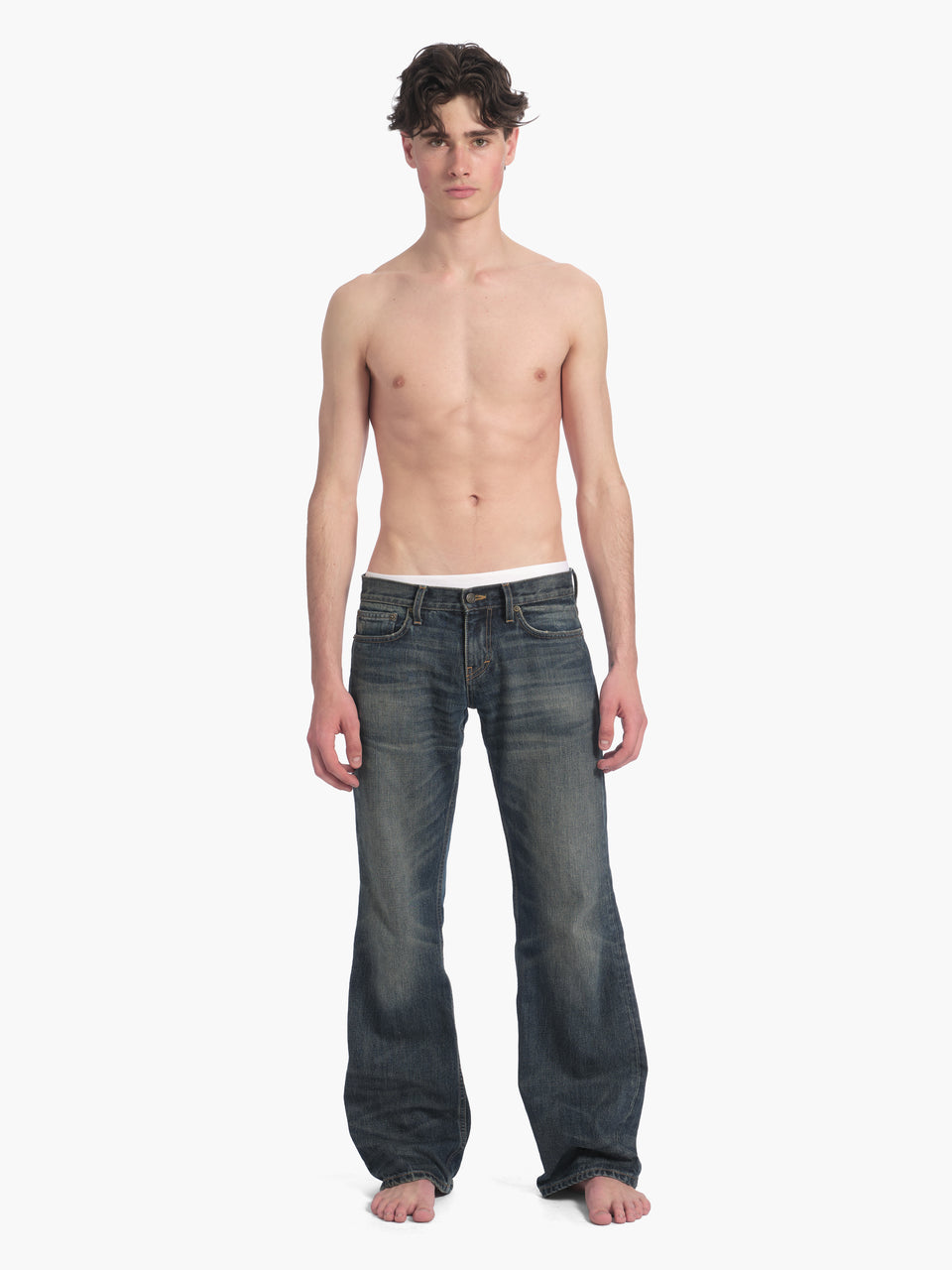 men's bootcut jean in washed indigo