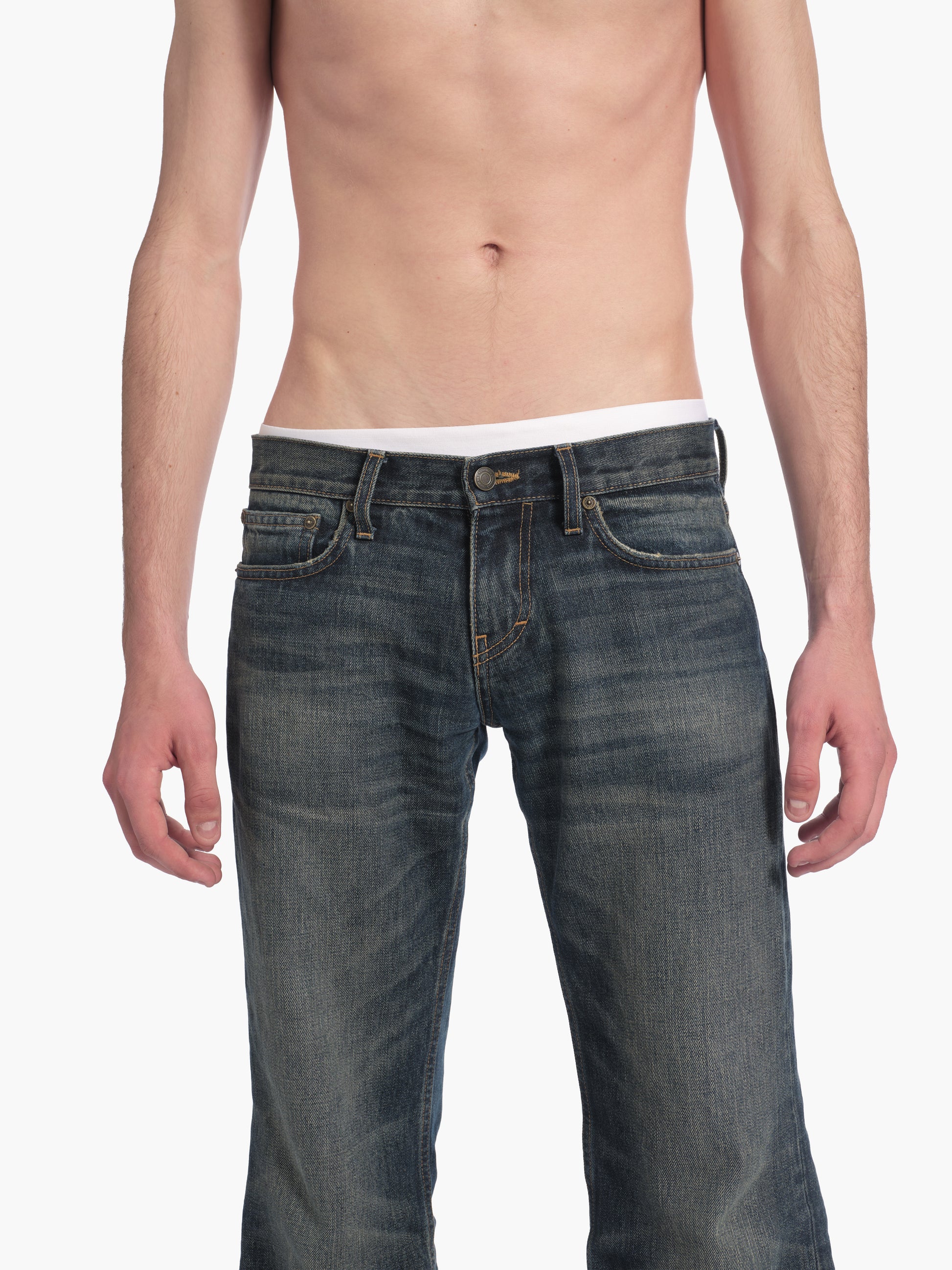 Men's bootcut jean in washed indigo