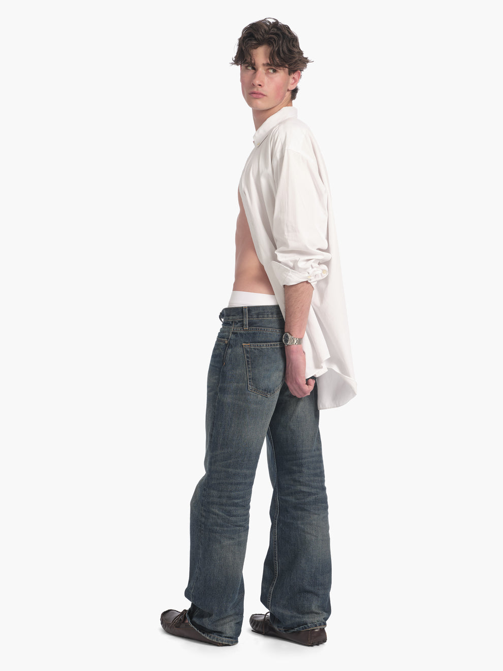 men's bootcut jean in washed indigo