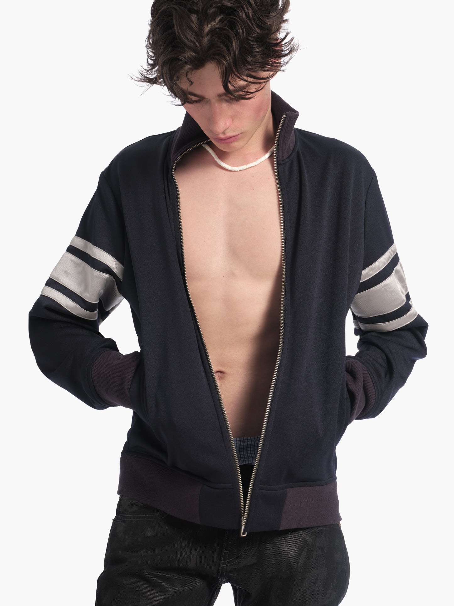 Men's track jacket in navy/silver
