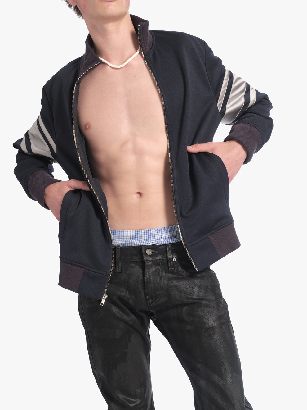 men's slim straight jean in waxed black