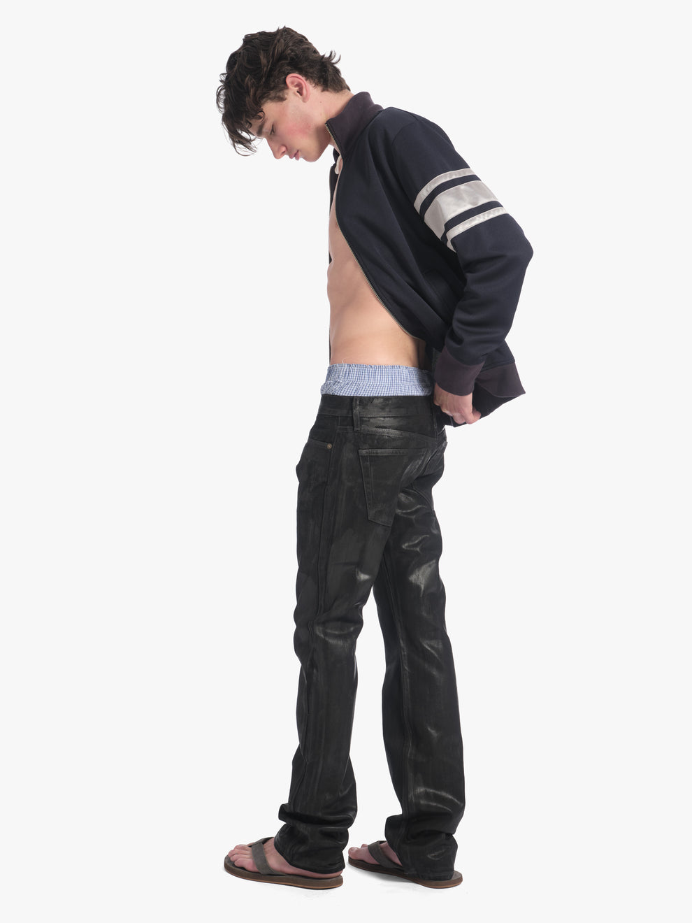 men's slim straight jean in waxed black