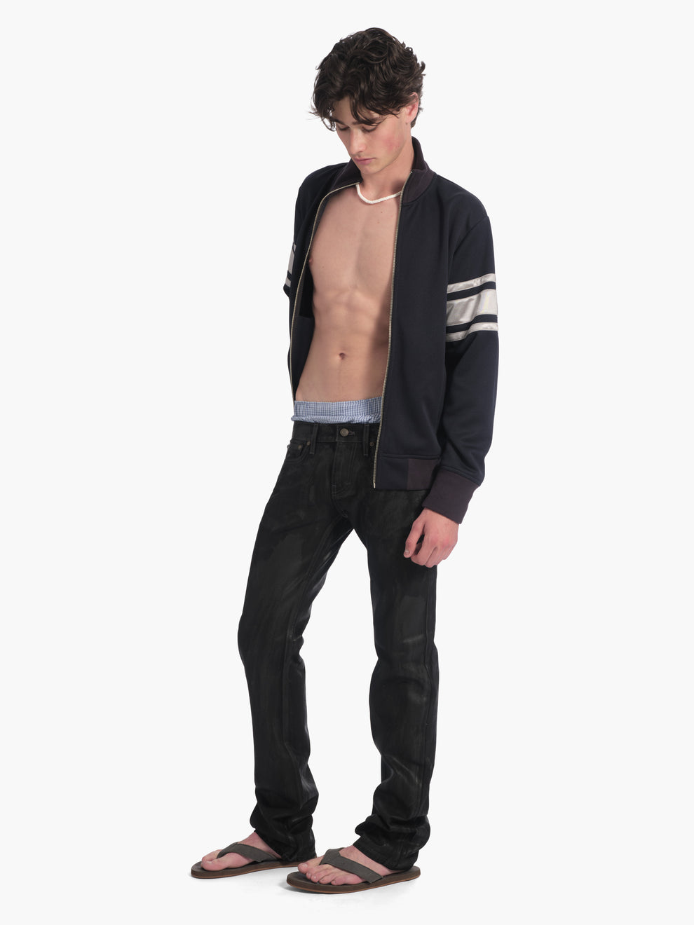 men's track jacket in navy/silver