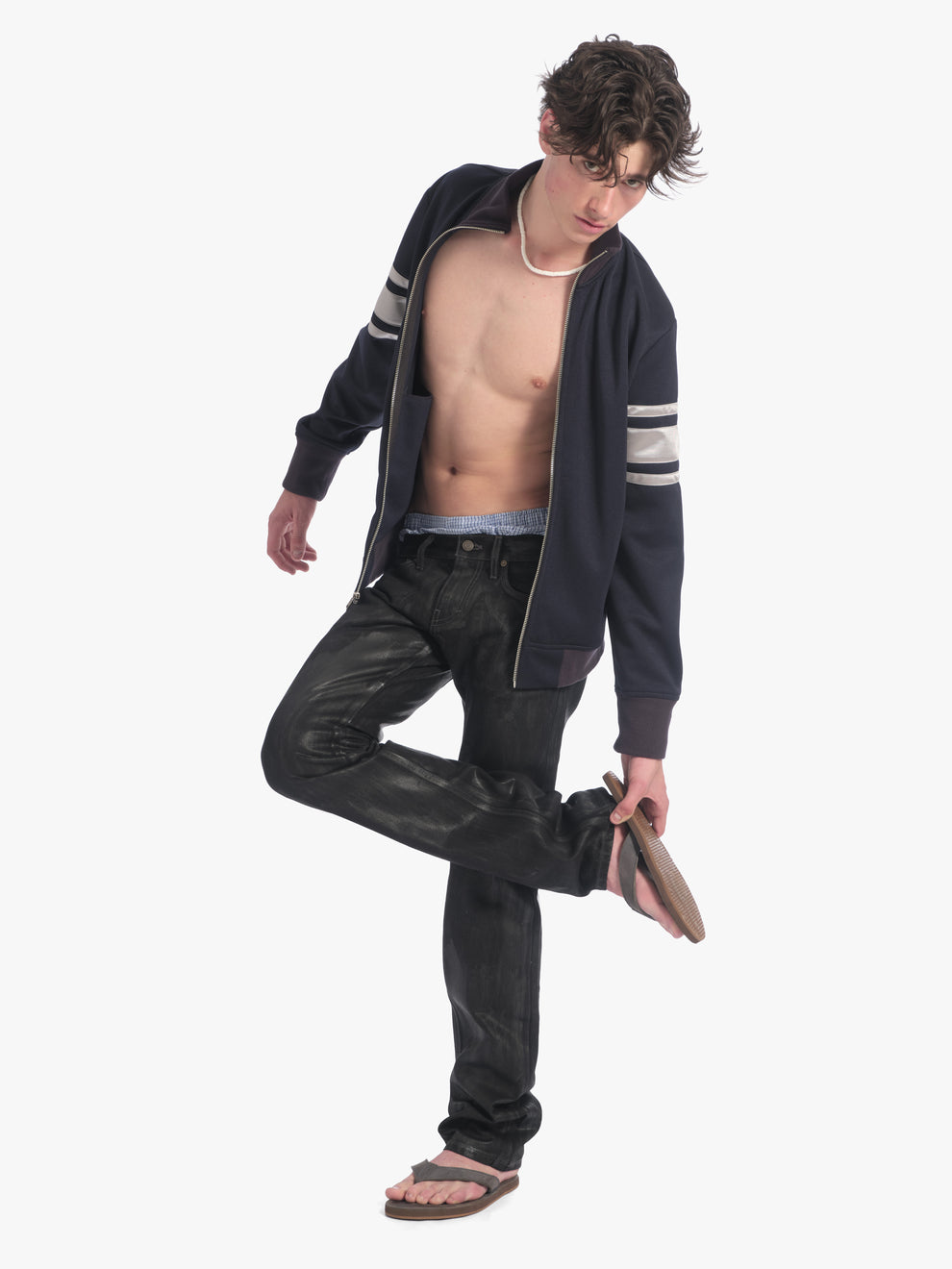 men's slim straight jean in waxed black