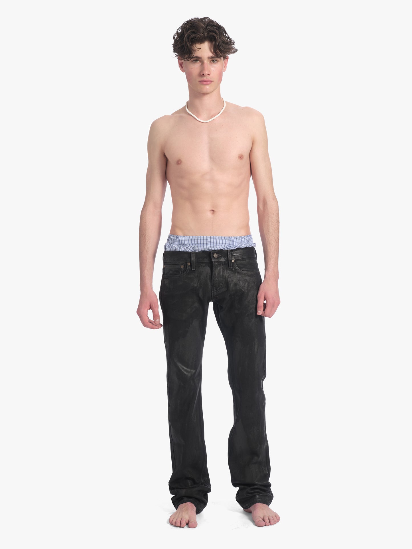 Men's slim straight jean in waxed black