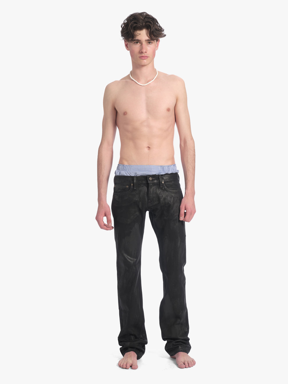 men's slim straight jean in waxed black