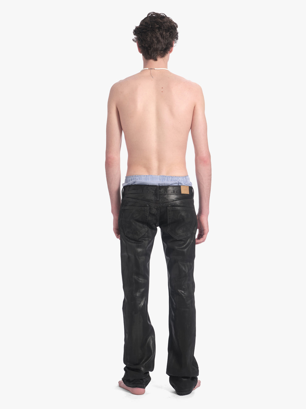men's slim straight jean in waxed black