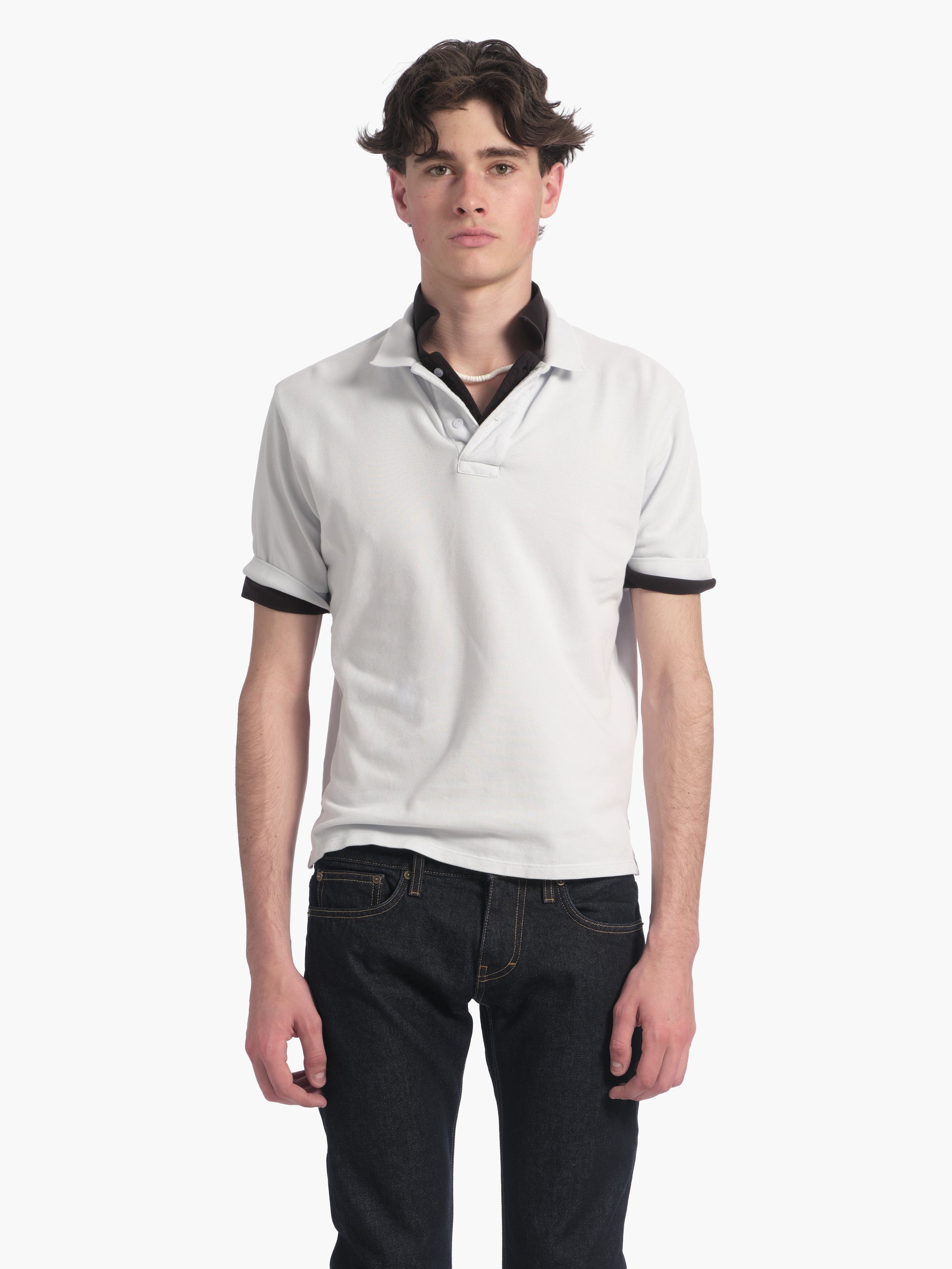 Men's layered polo in blue/black