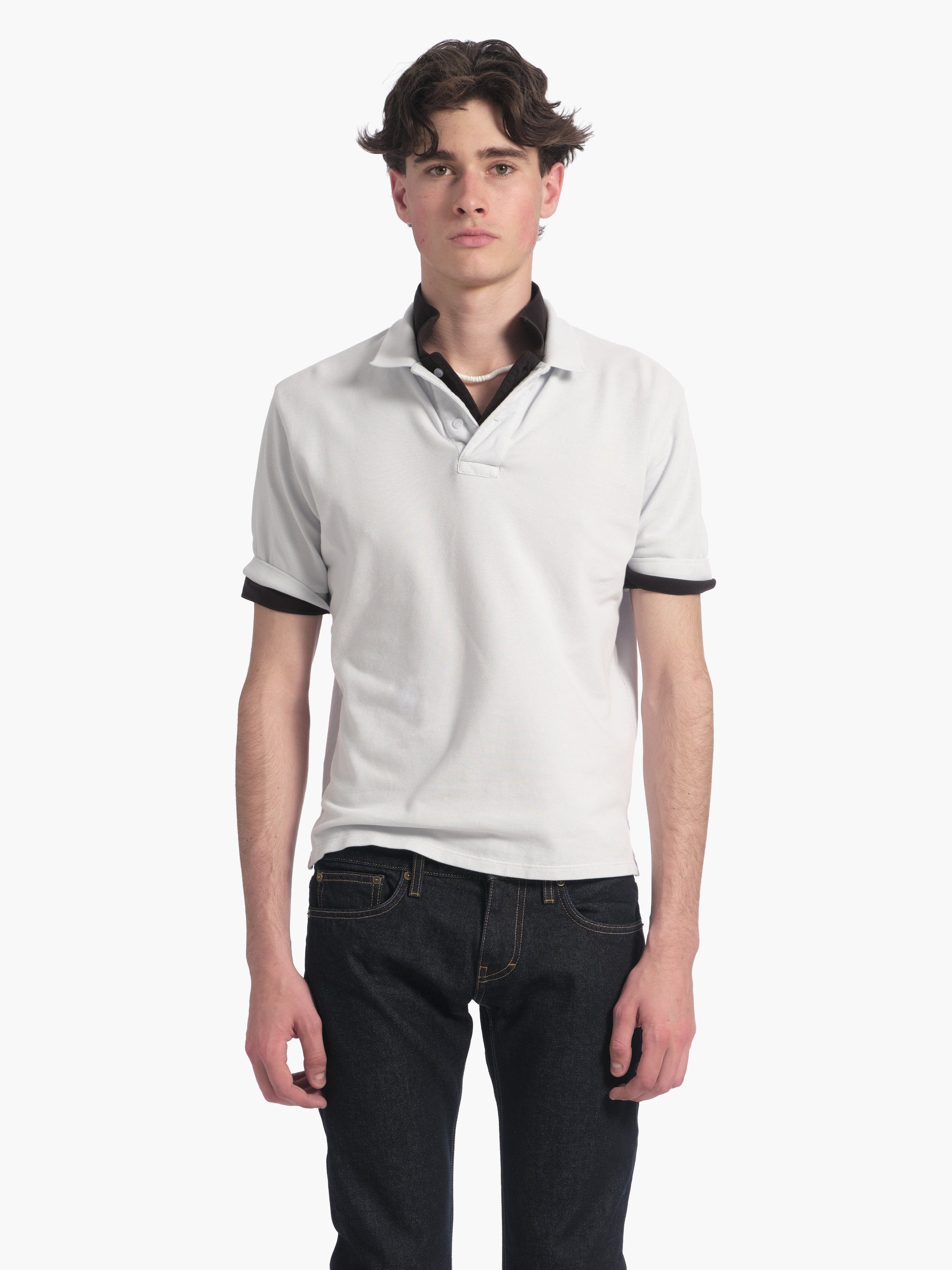 Layered Polo in Blue/Black