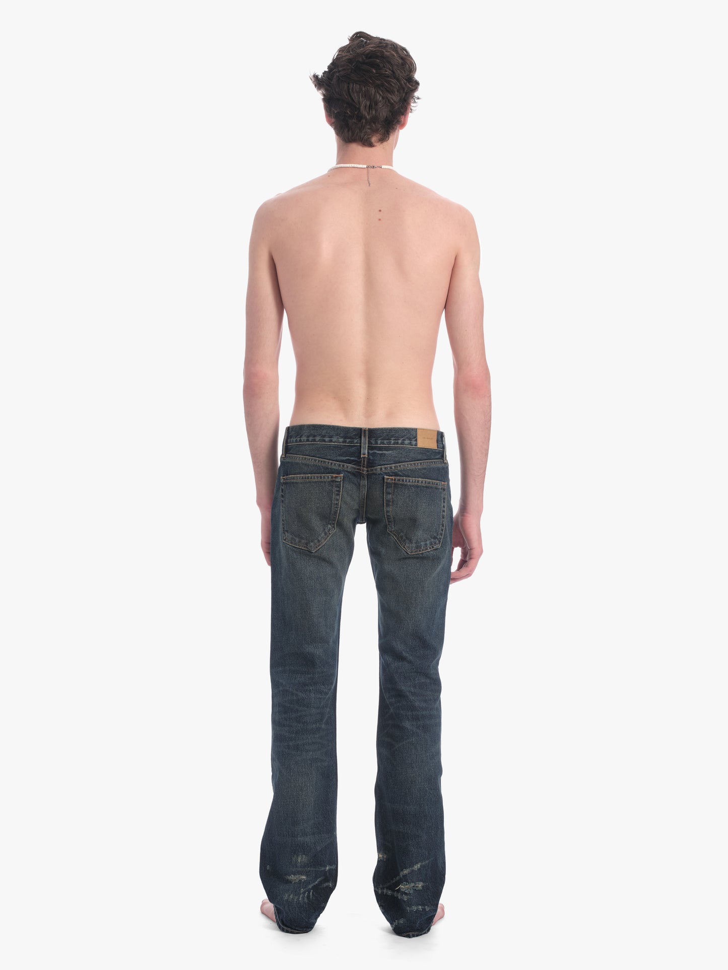 Men's slim straight jean in destroyed indigo