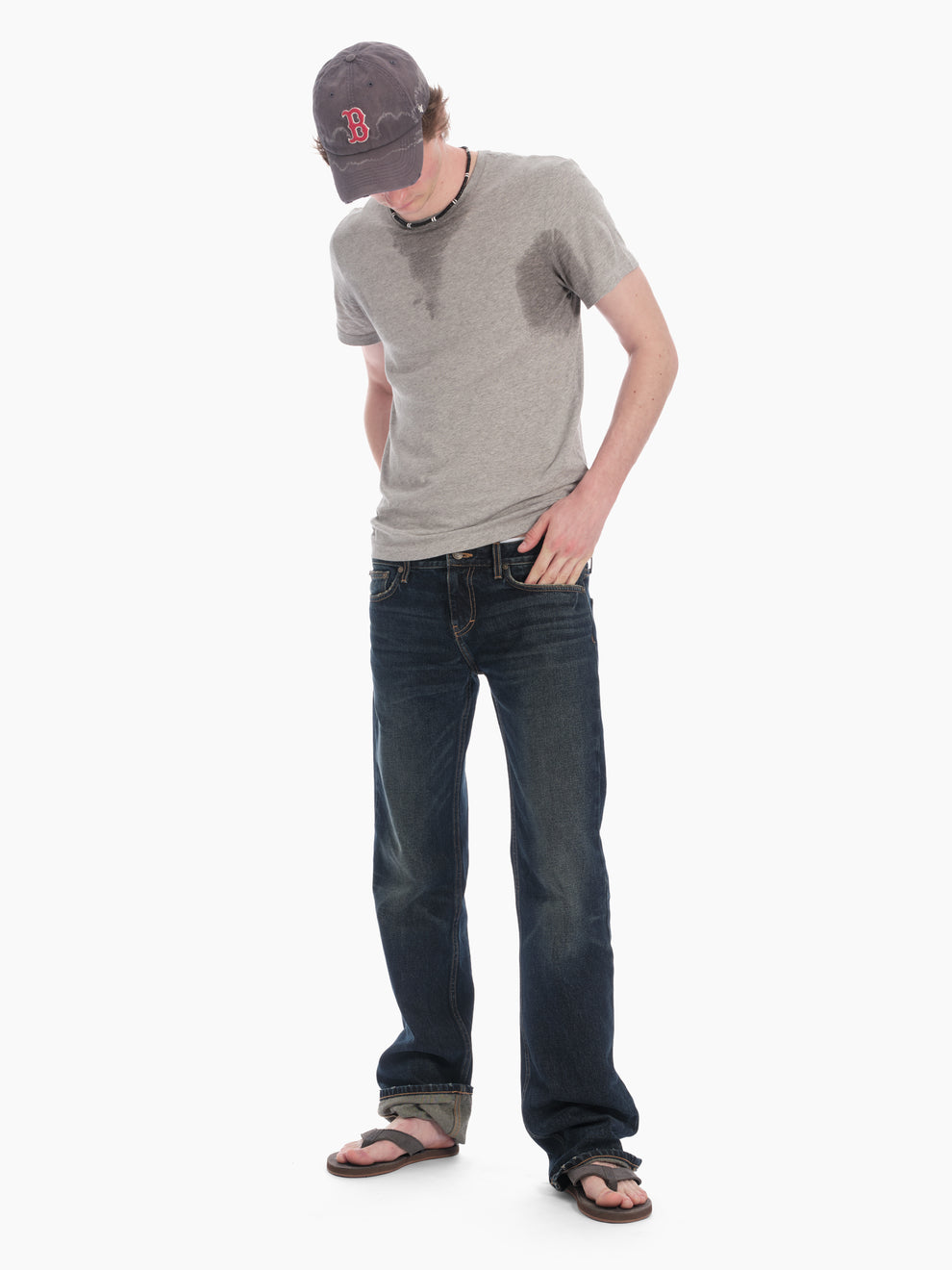 men's slim straight jean in washed indigo