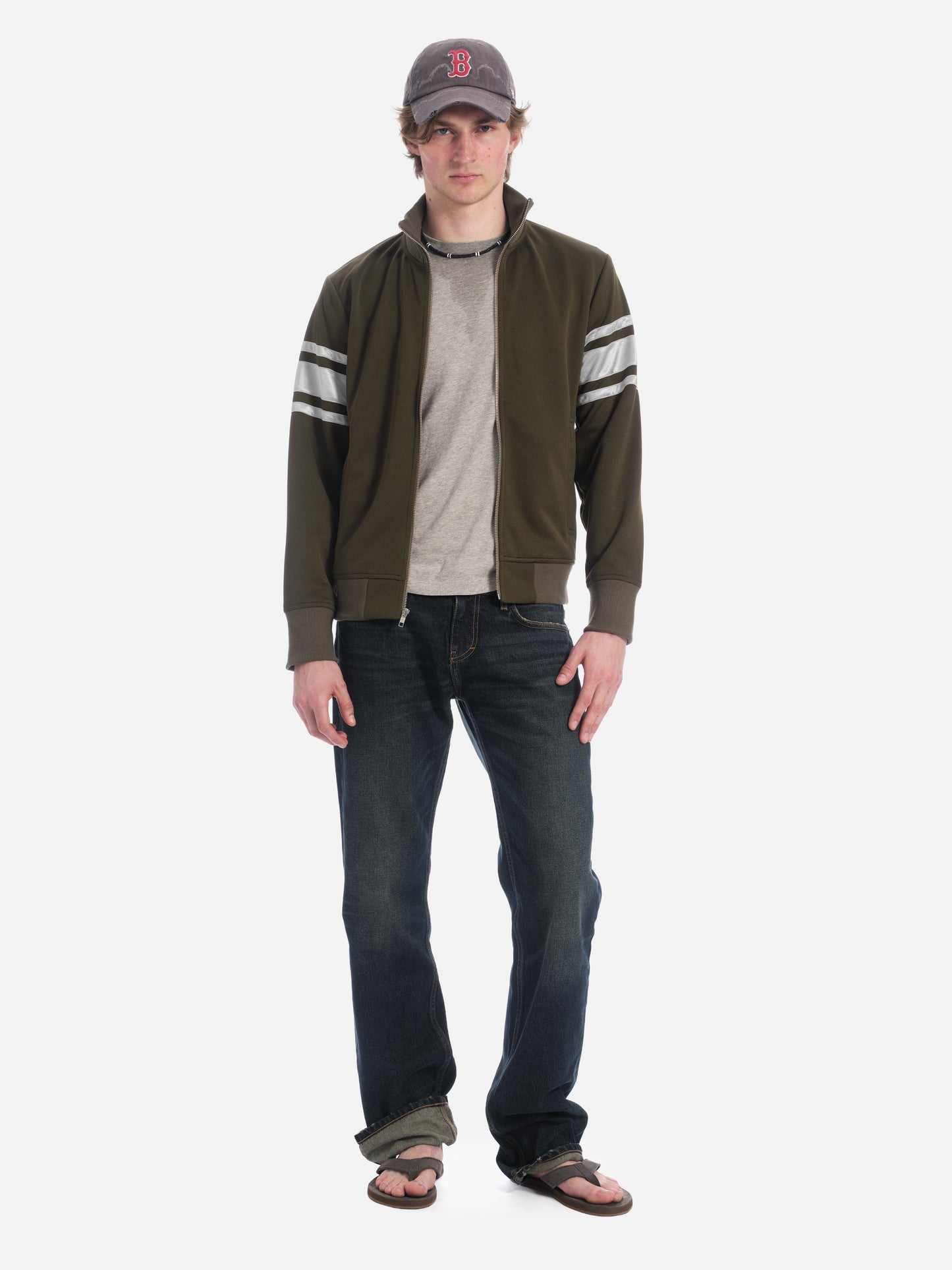 Men's track jacket in olive/silver