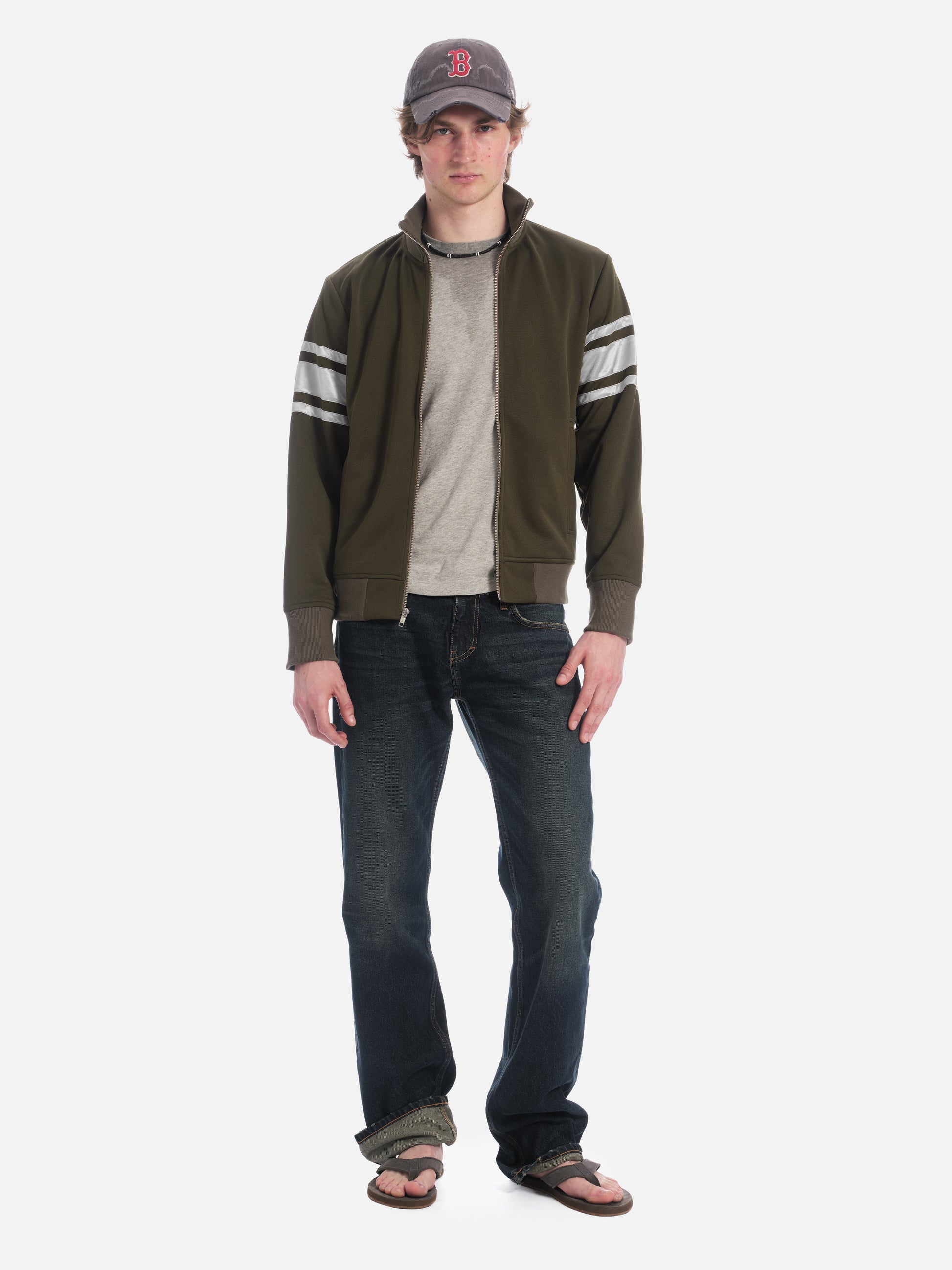 Men's track jacket in olive/silver