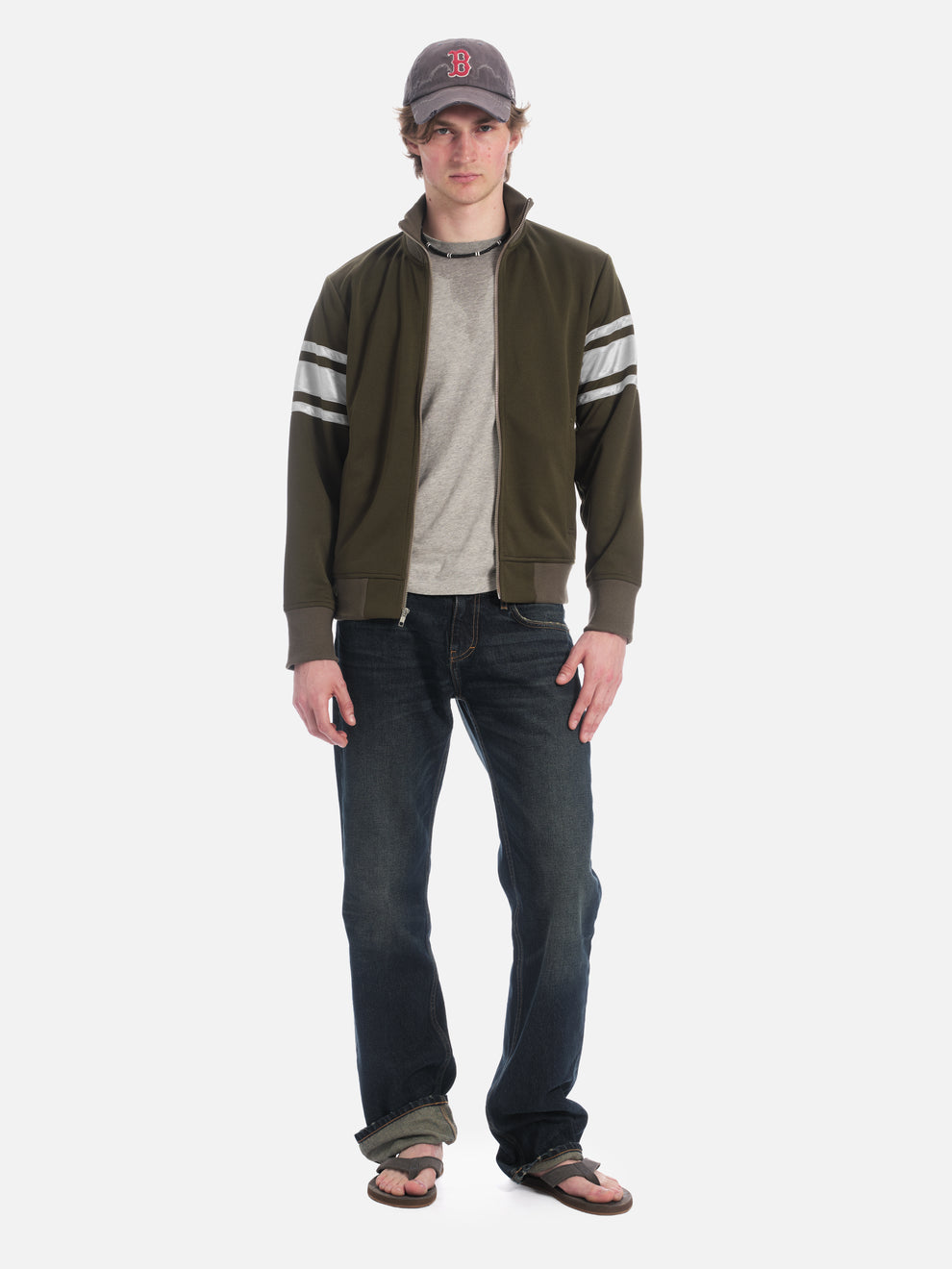 men's track jacket in olive/silver