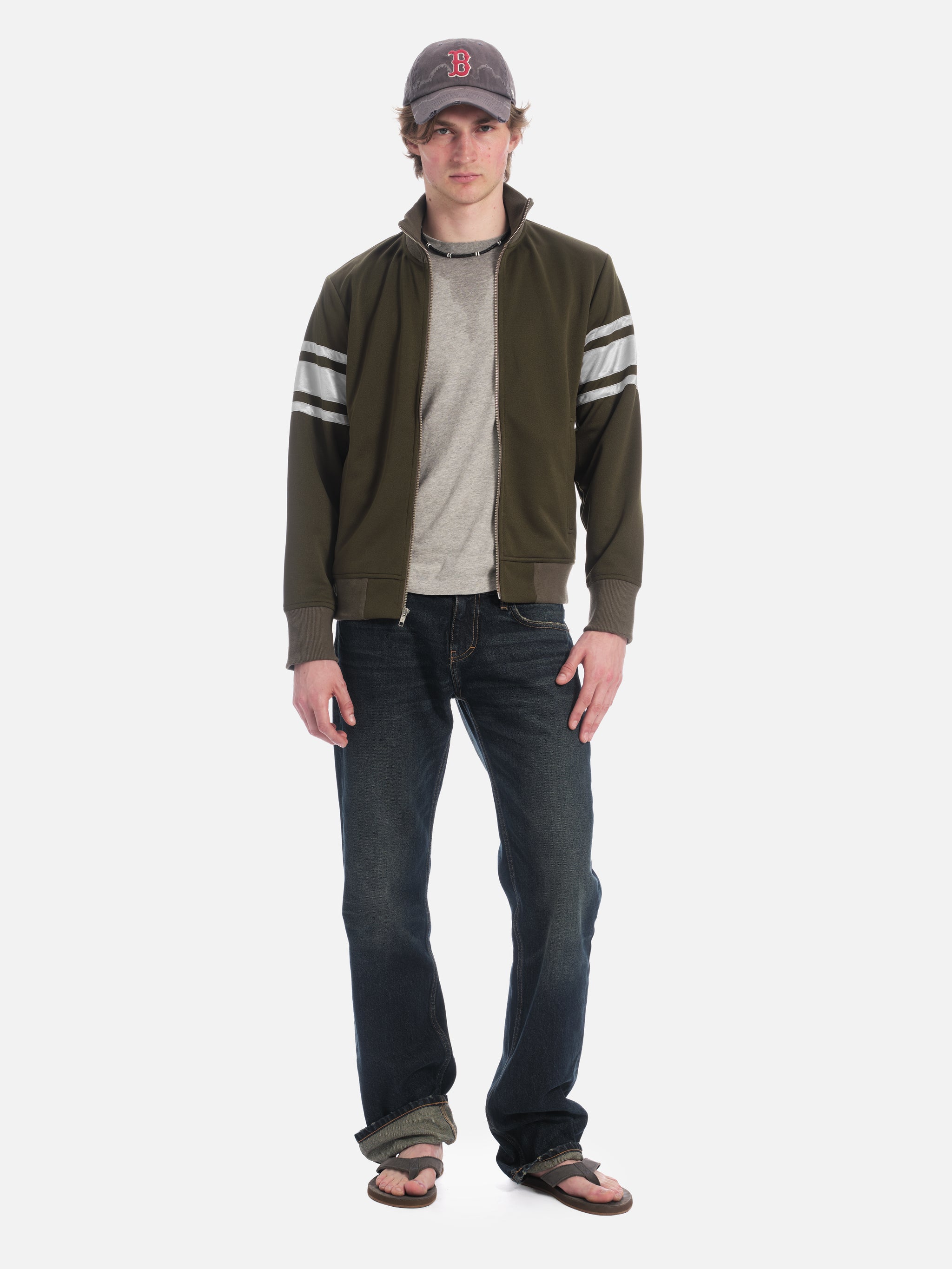 Track Jacket in Olive/Silver