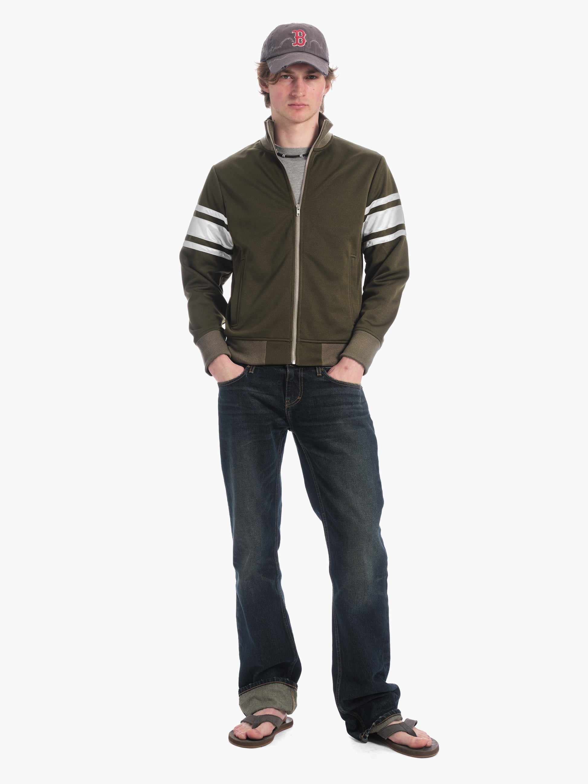 Men's track jacket in olive/silver