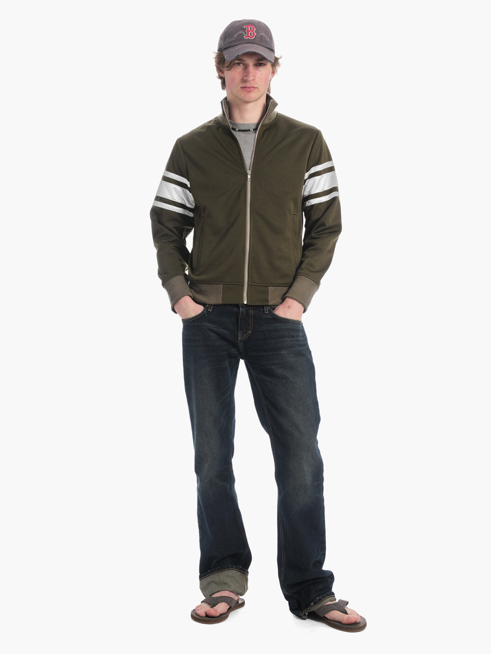 men's track jacket in olive/silver