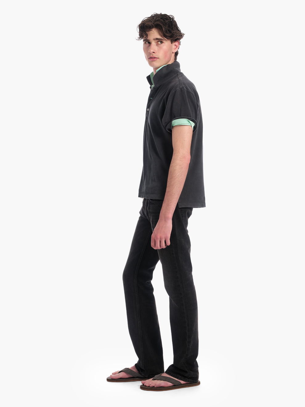 men's slim straight jean in washed black