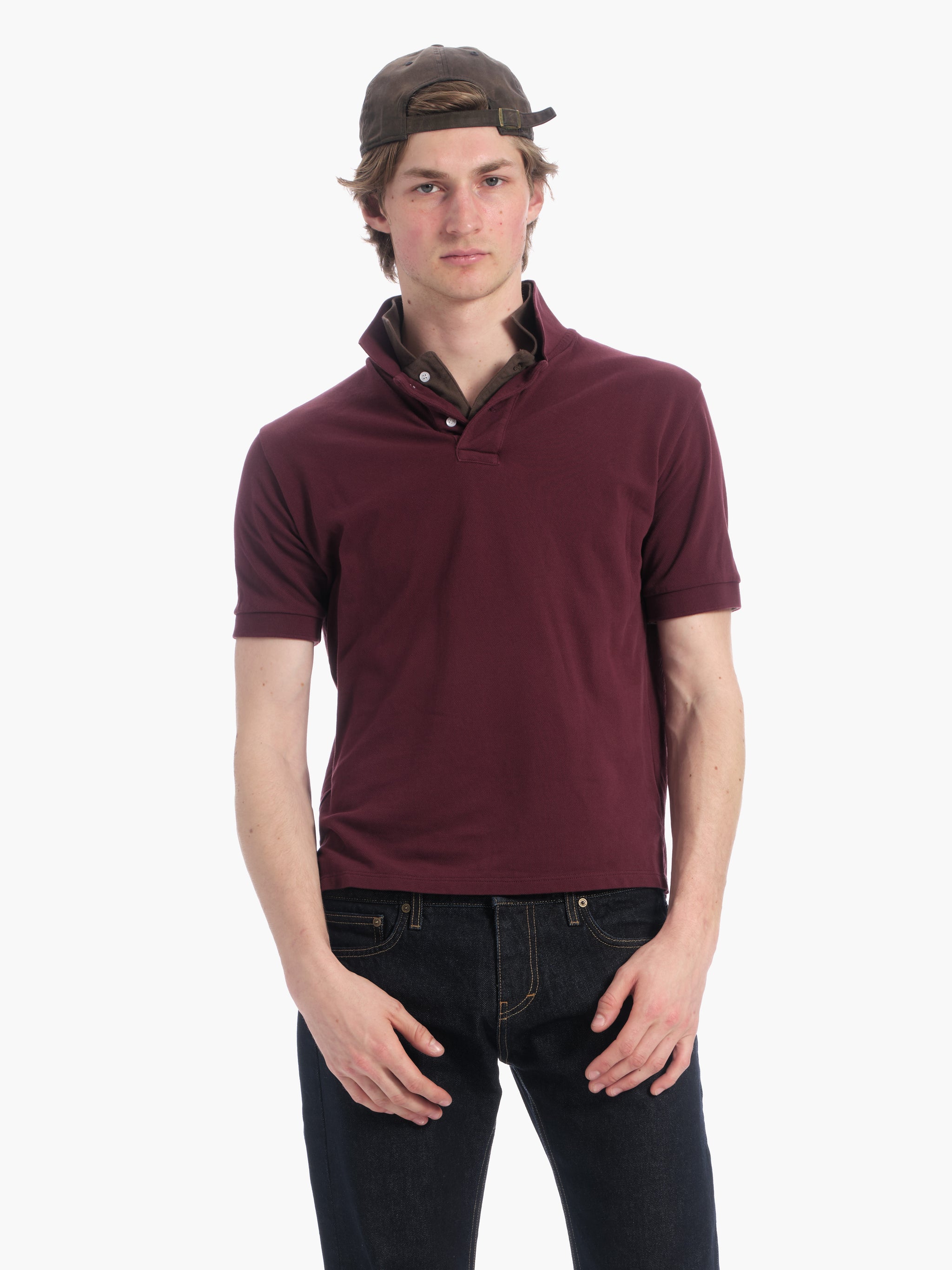Layered Polo in Burgundy/Brown