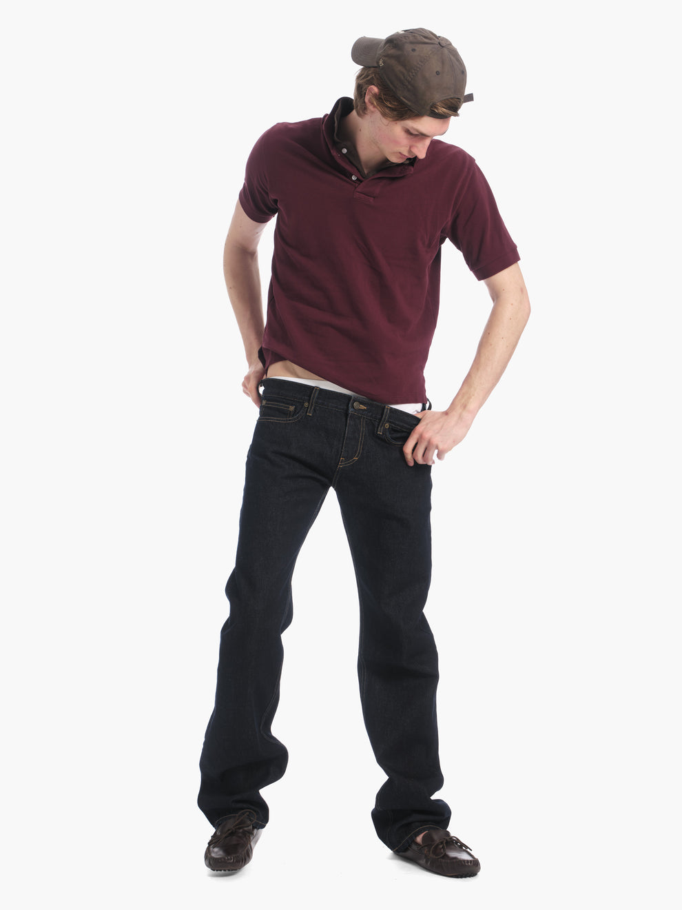 men's layered polo in burgundy/brown
