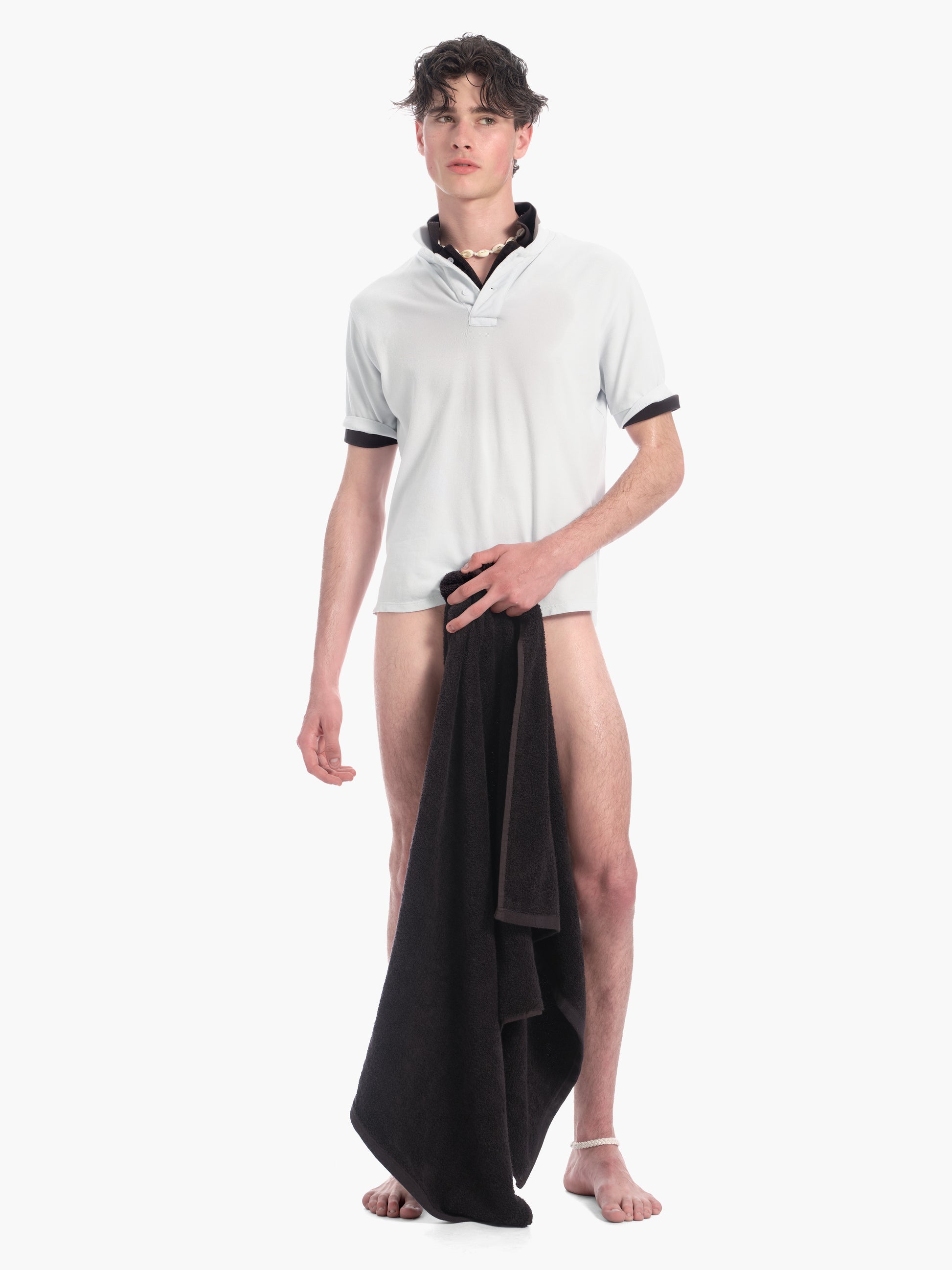 Men's layered polo in blue/black