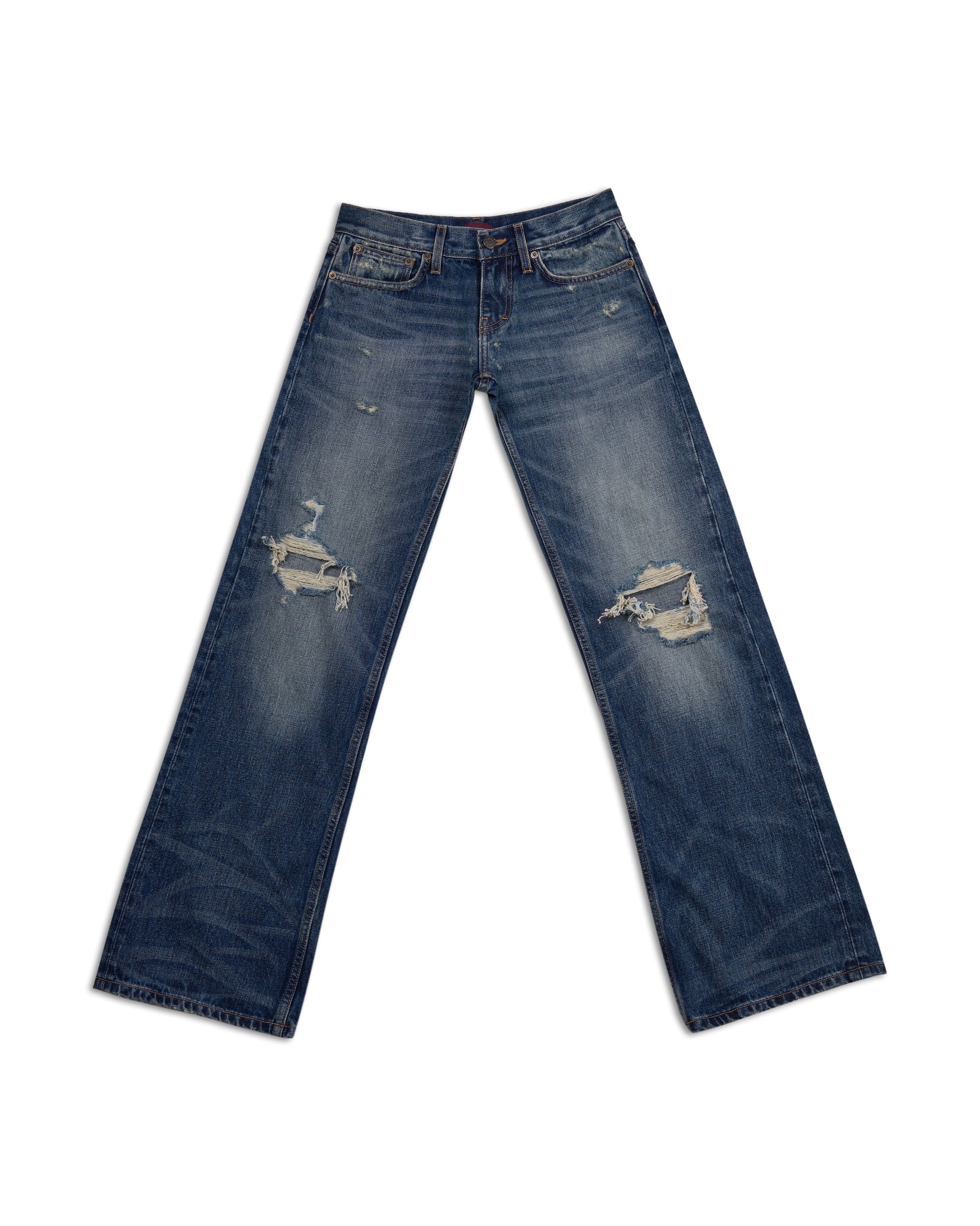 Destroyed Indigo Bootcut Jean / 0016