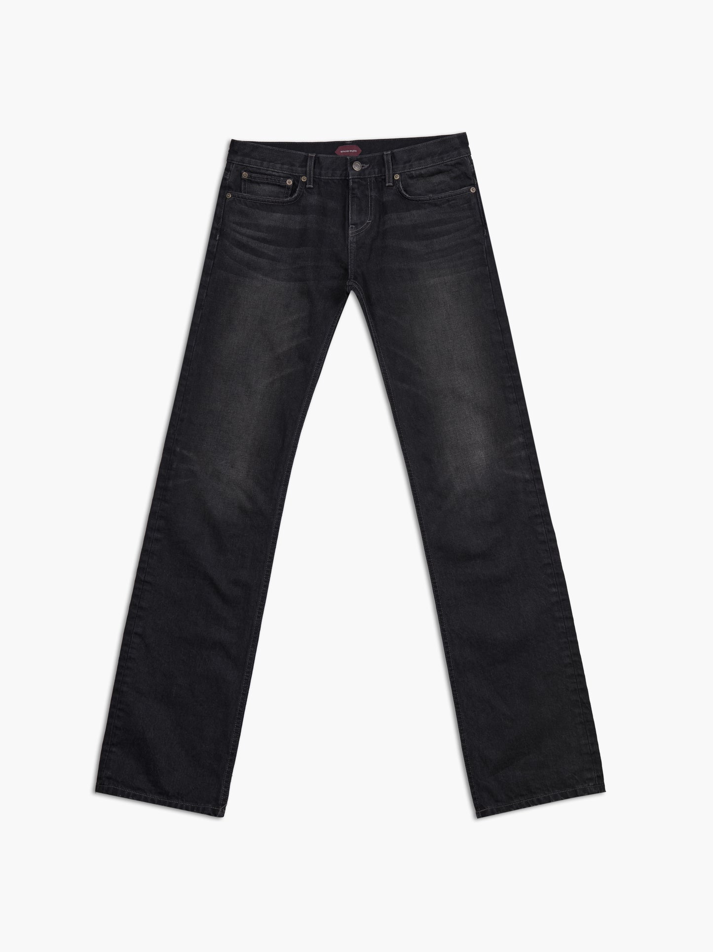 Women's slim straight jean in washed black, front view