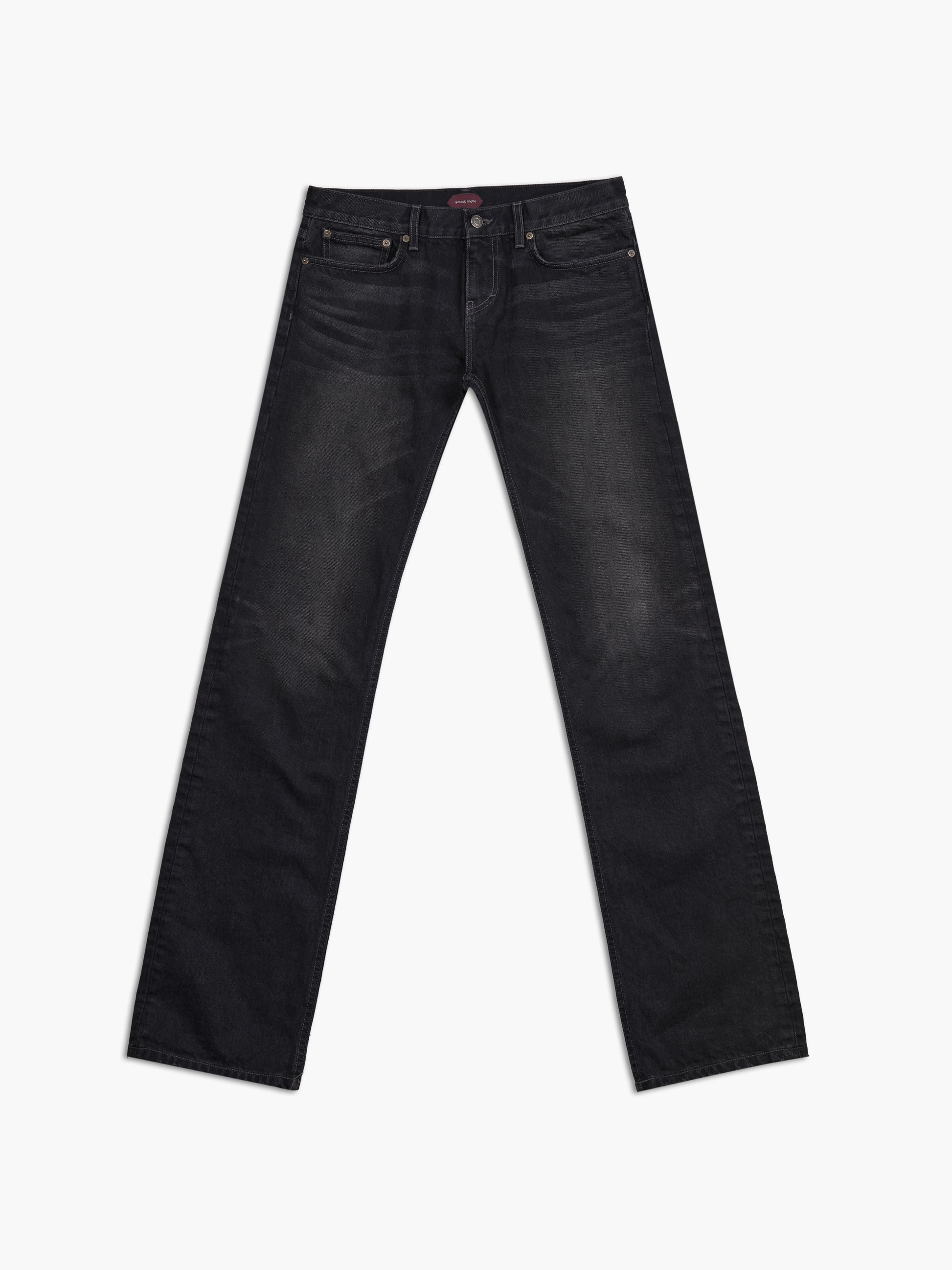 Women's slim straight jean in washed black, front view