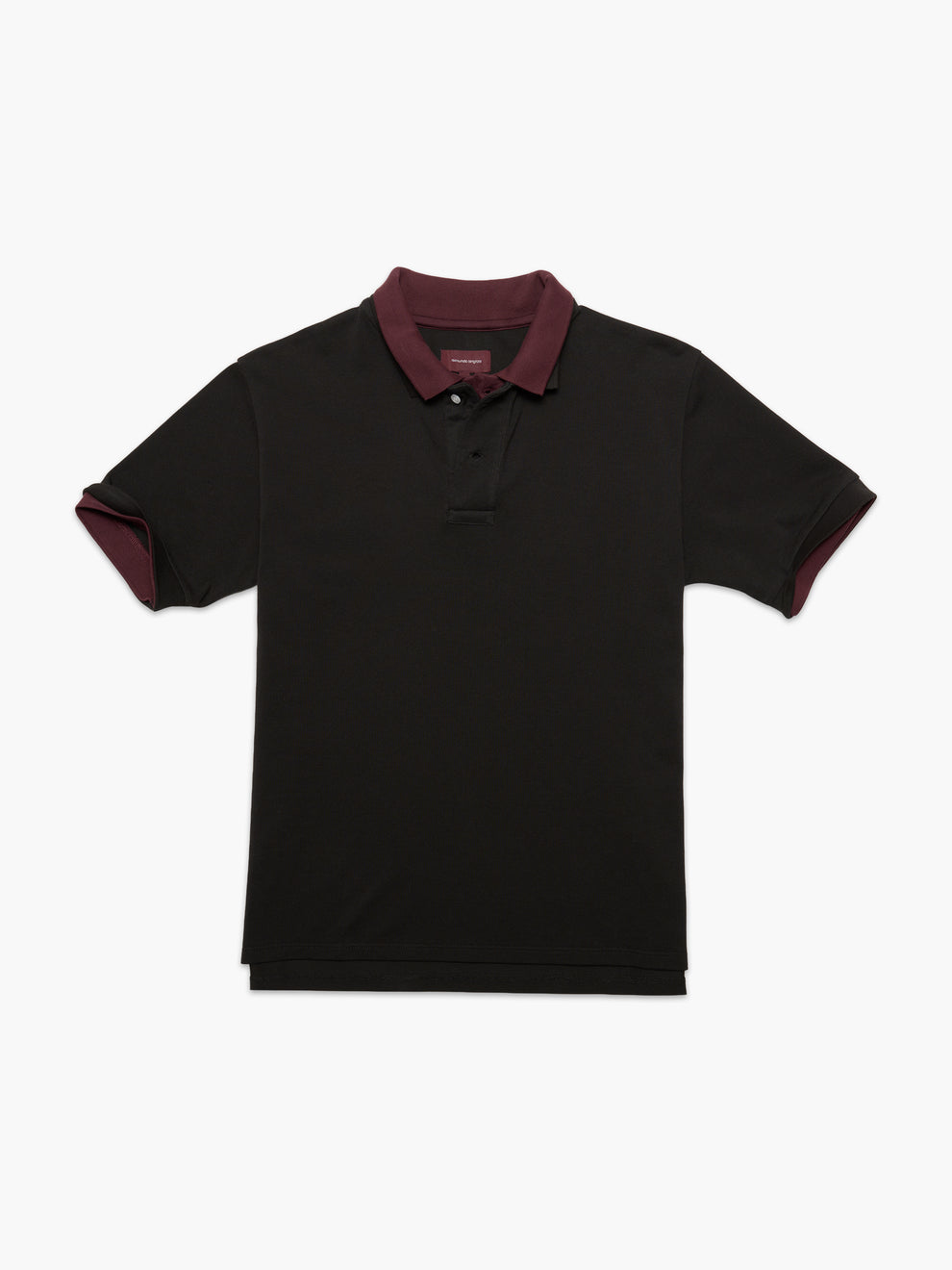 men's layered polo in black/burgundy, front view