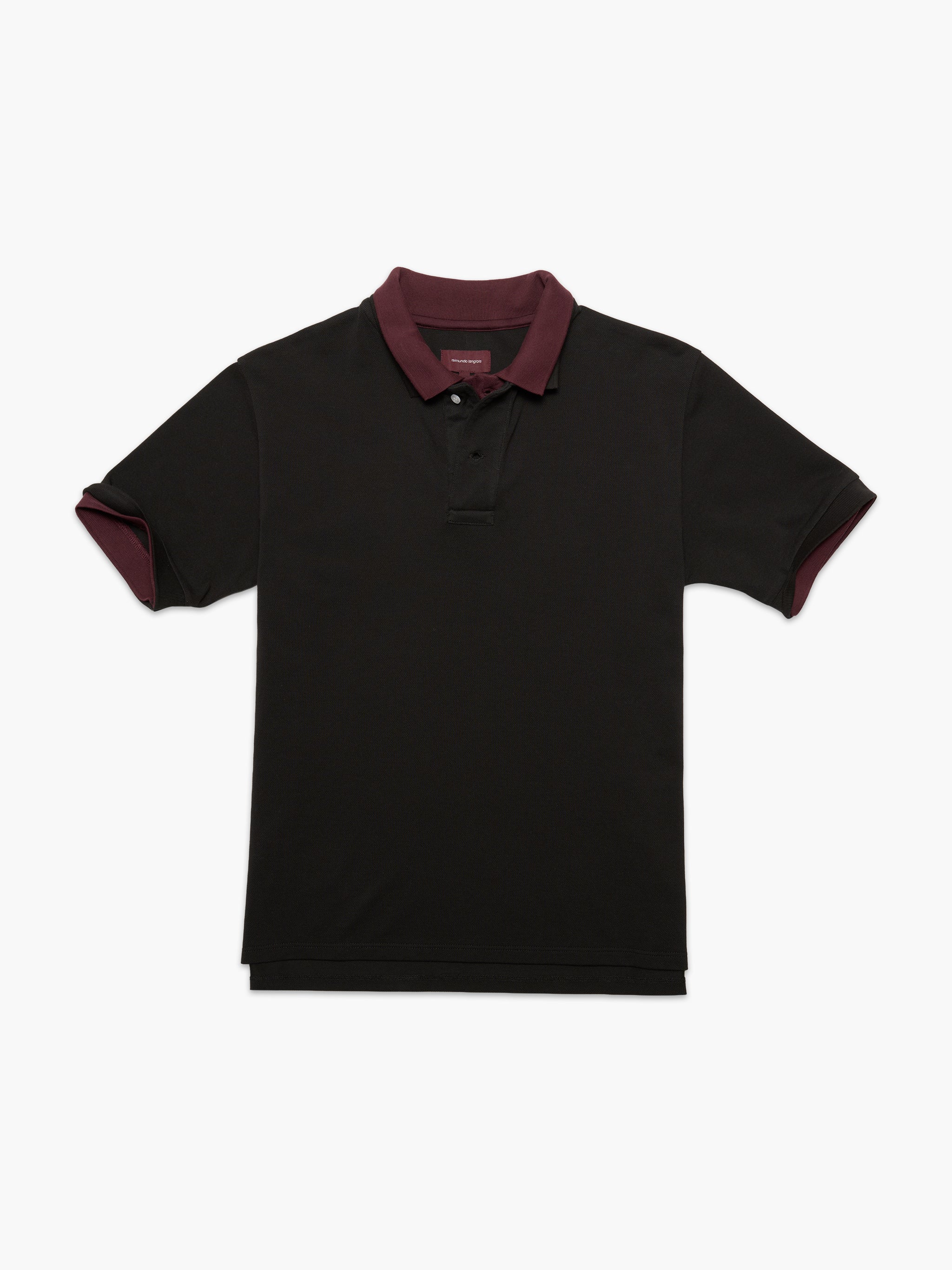 Layered Polo in Black/Burgundy