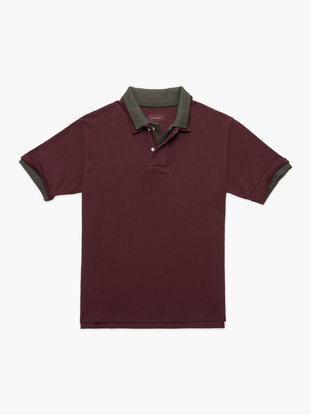 men's layered polo in burgundy/brown, front view