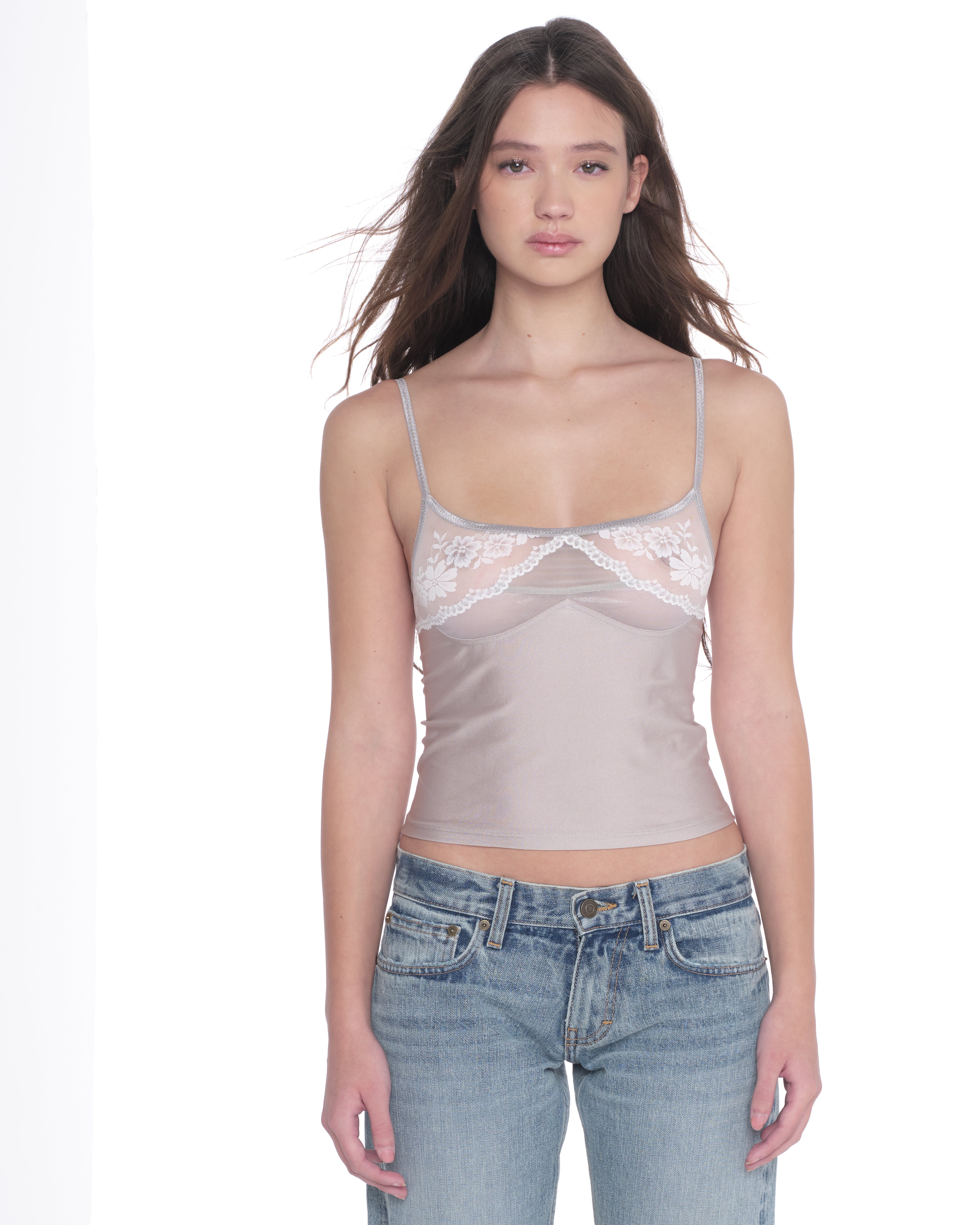 pellicule lamé film camisole BIAS CUT CAMI LILAC