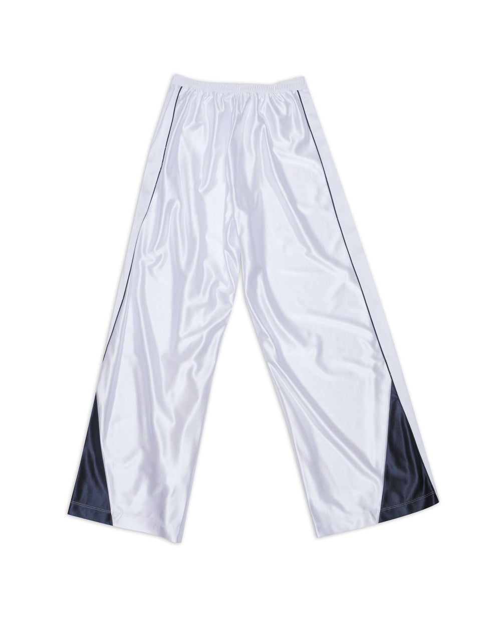 men's track pant in white satin tricot, back view