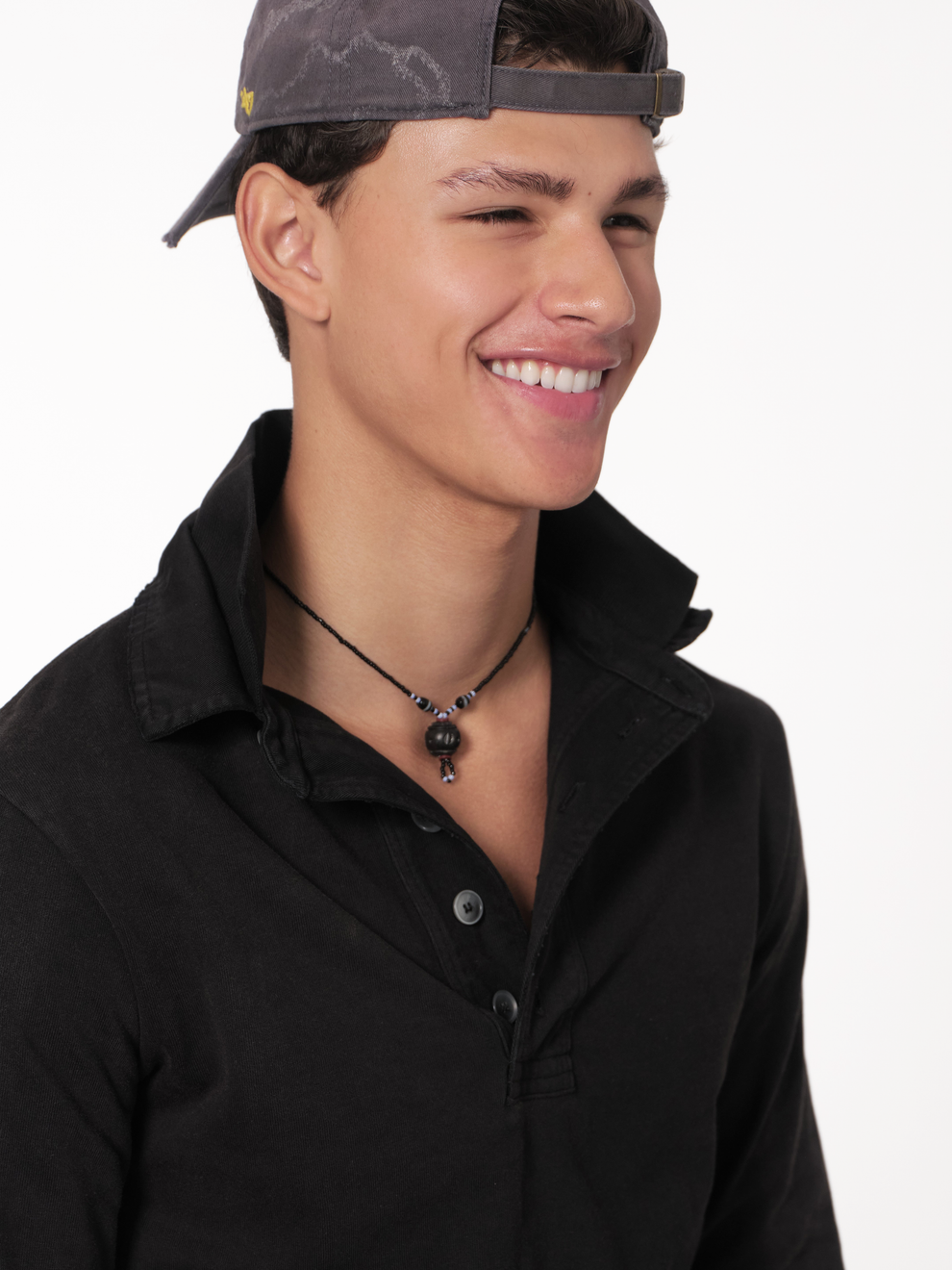 raimundo langlois rugby polo in black, detail view