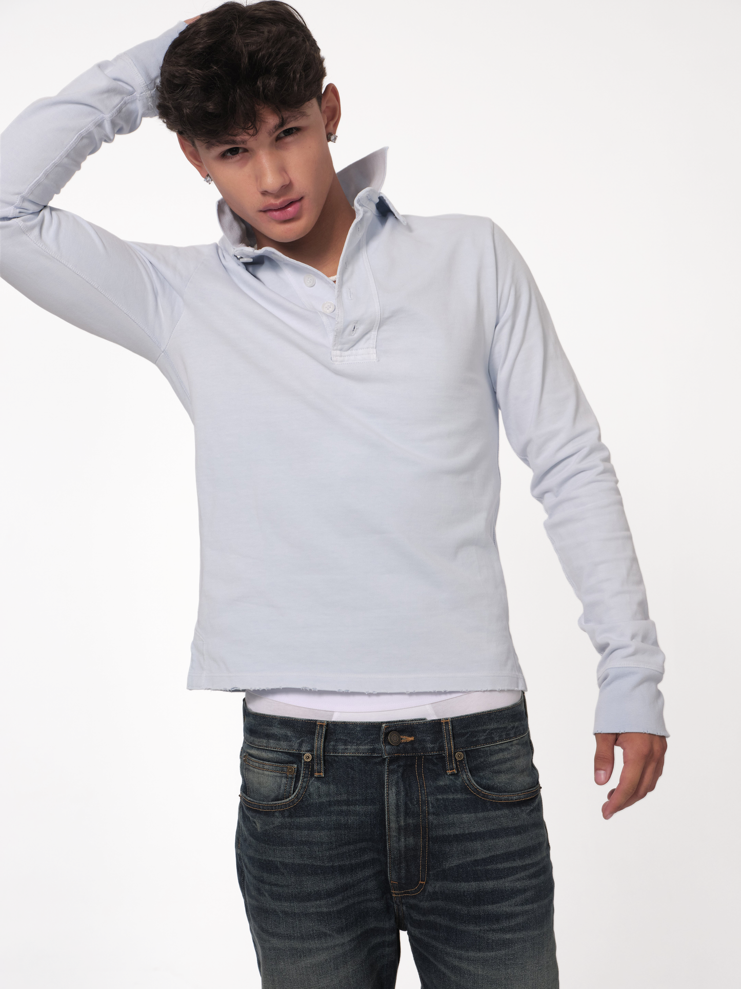 raimundo langlois rugby polo in blue, detail view