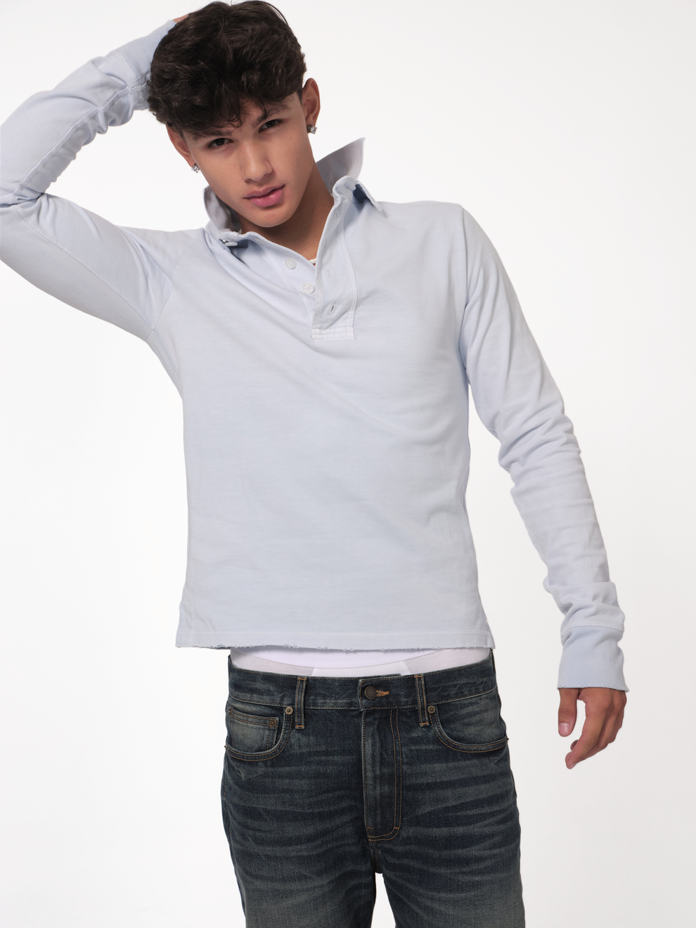 raimundo langlois rugby polo in blue, detail view