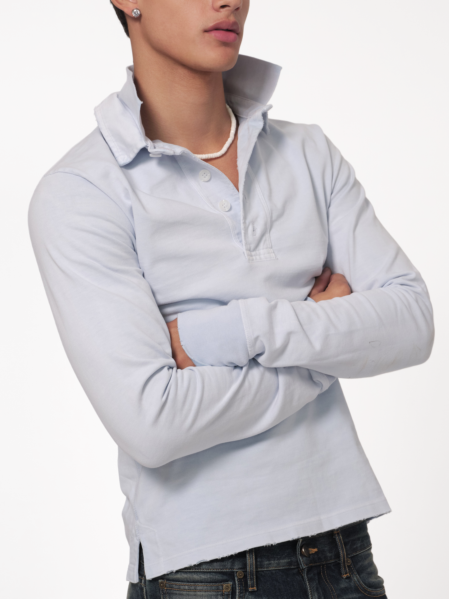 raimundo langlois rugby polo in blue, detail view
