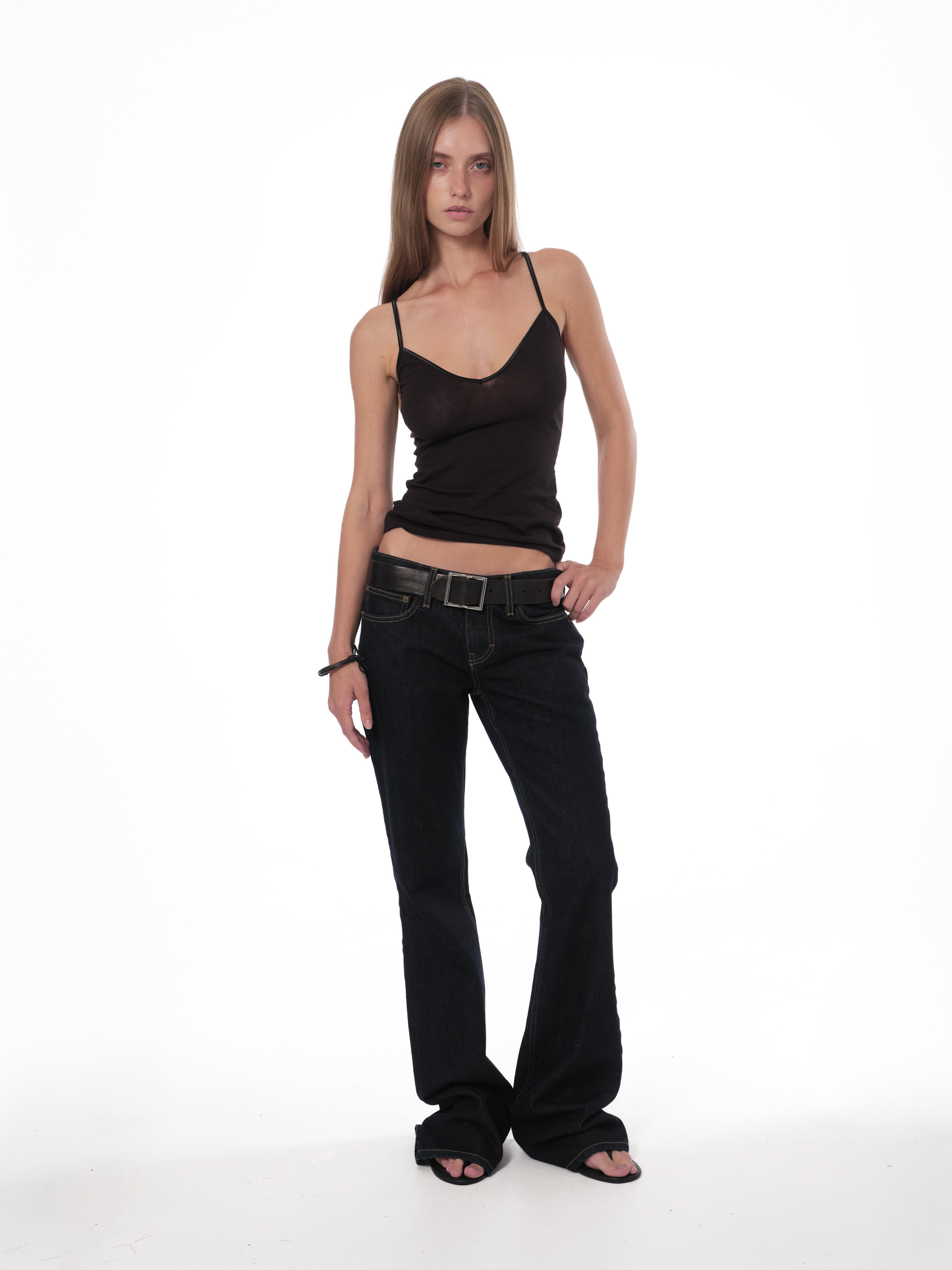 raimundo langlois v-neck tank top in black full-body view